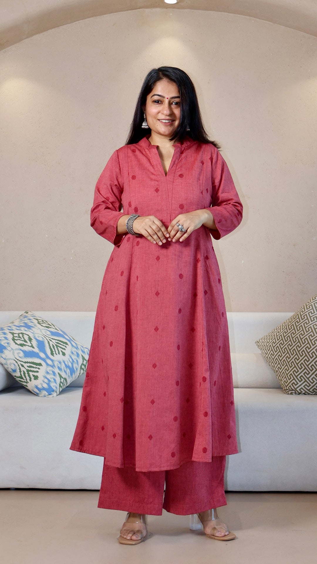 Samita Handwoven Cotton Kurta - Pink