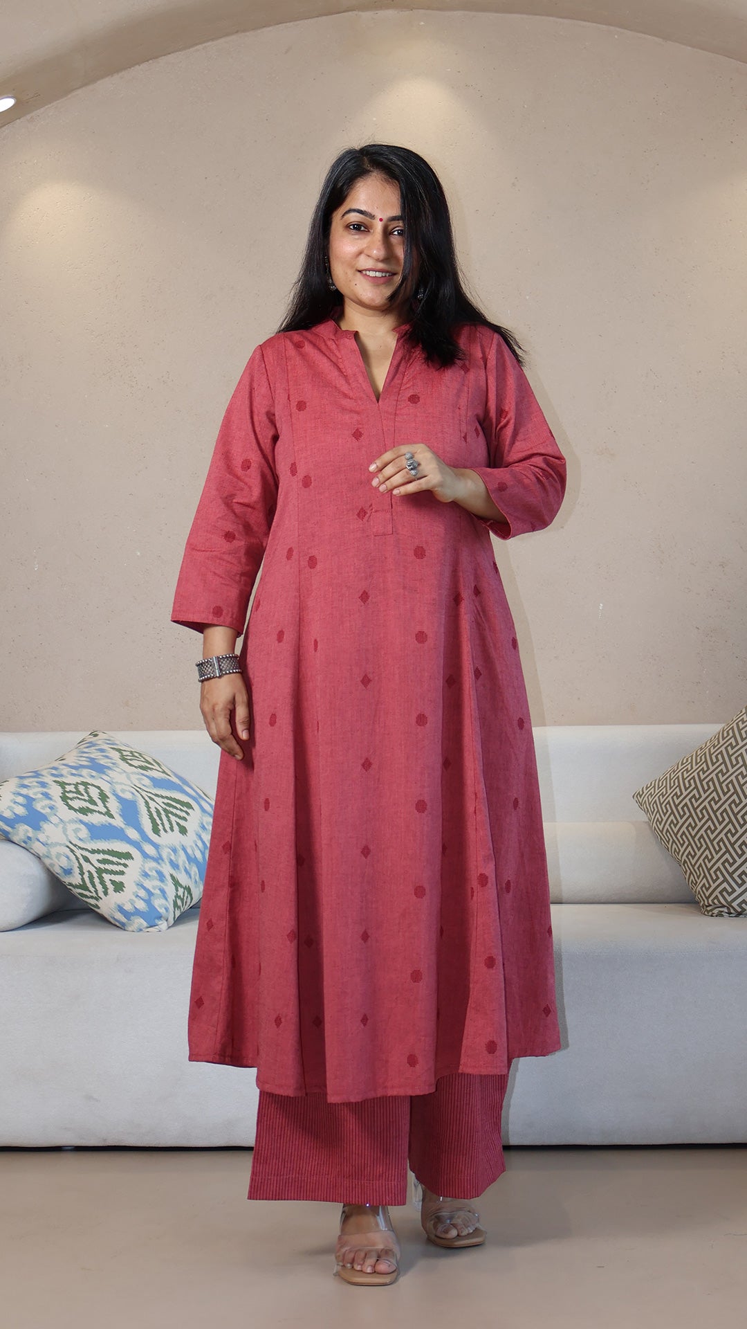 Samita Handwoven Cotton Kurta - Pink