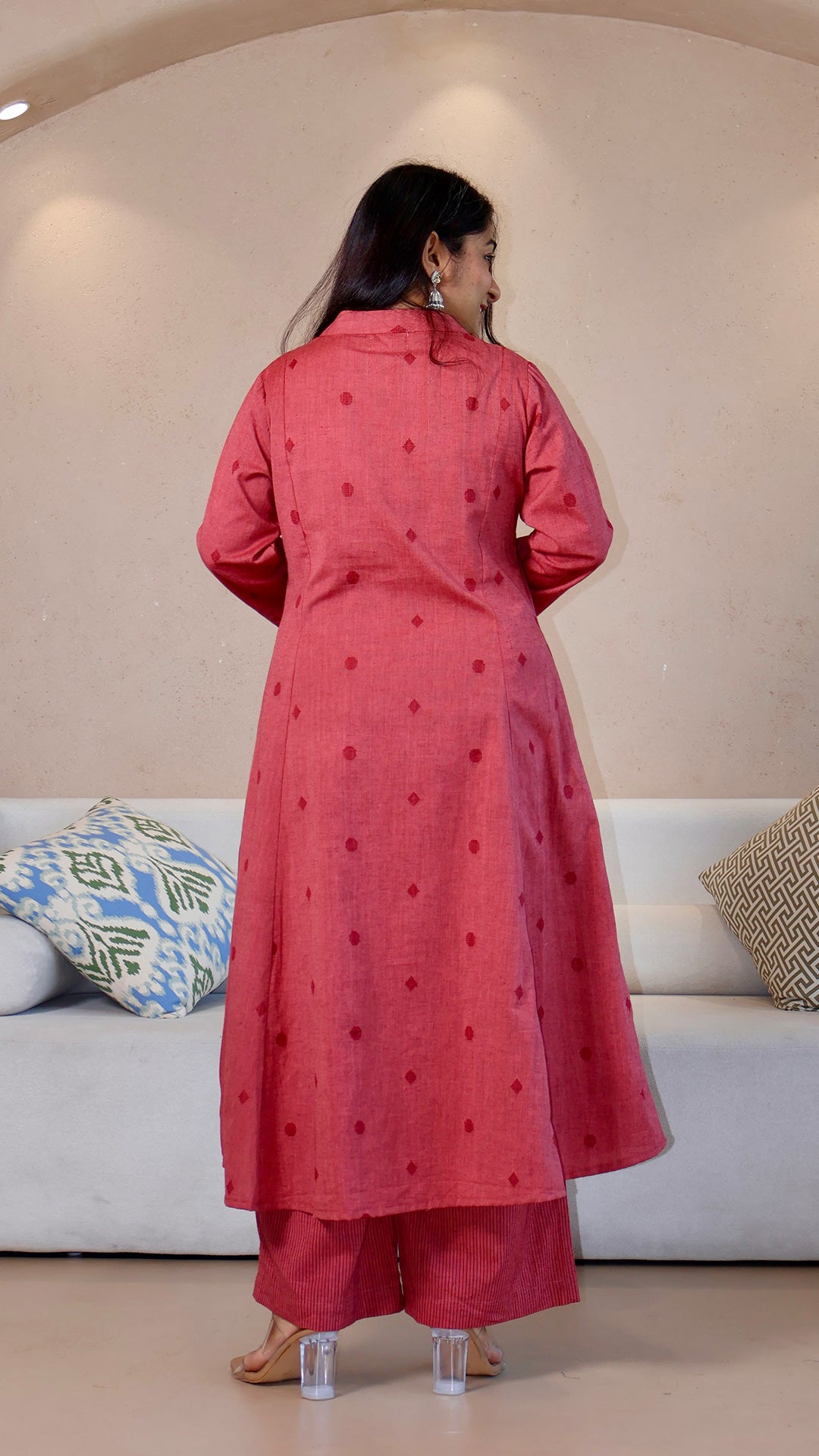 Samita Handwoven Cotton Kurta - Pink
