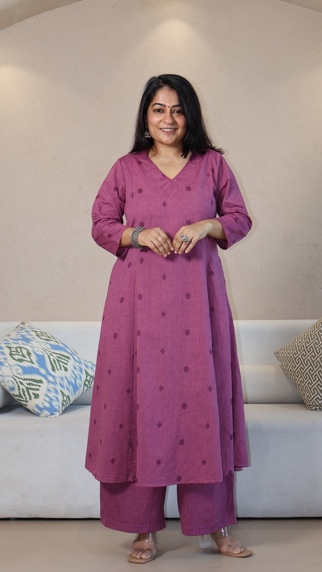 Grace Handwoven Cotton Kurta - Purple