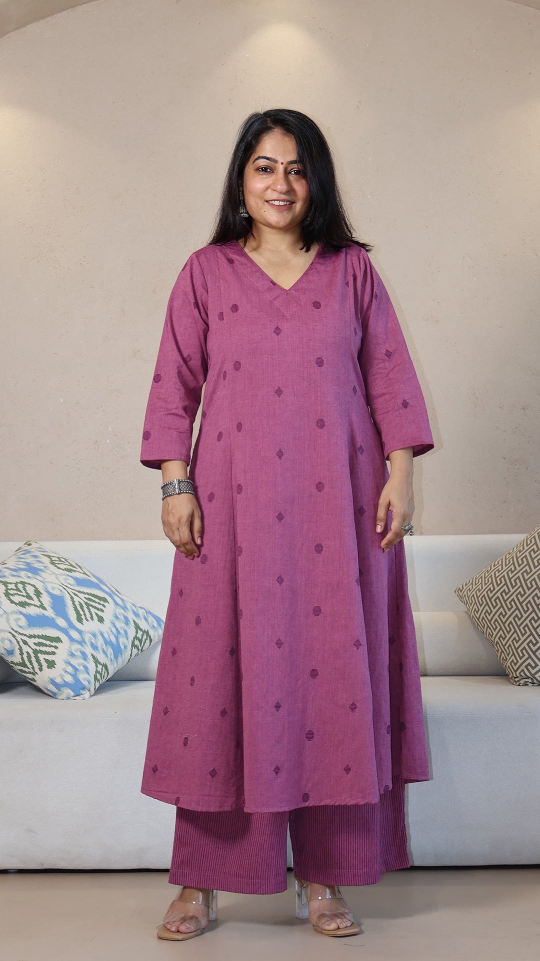 Grace Handwoven Cotton Kurta - Purple