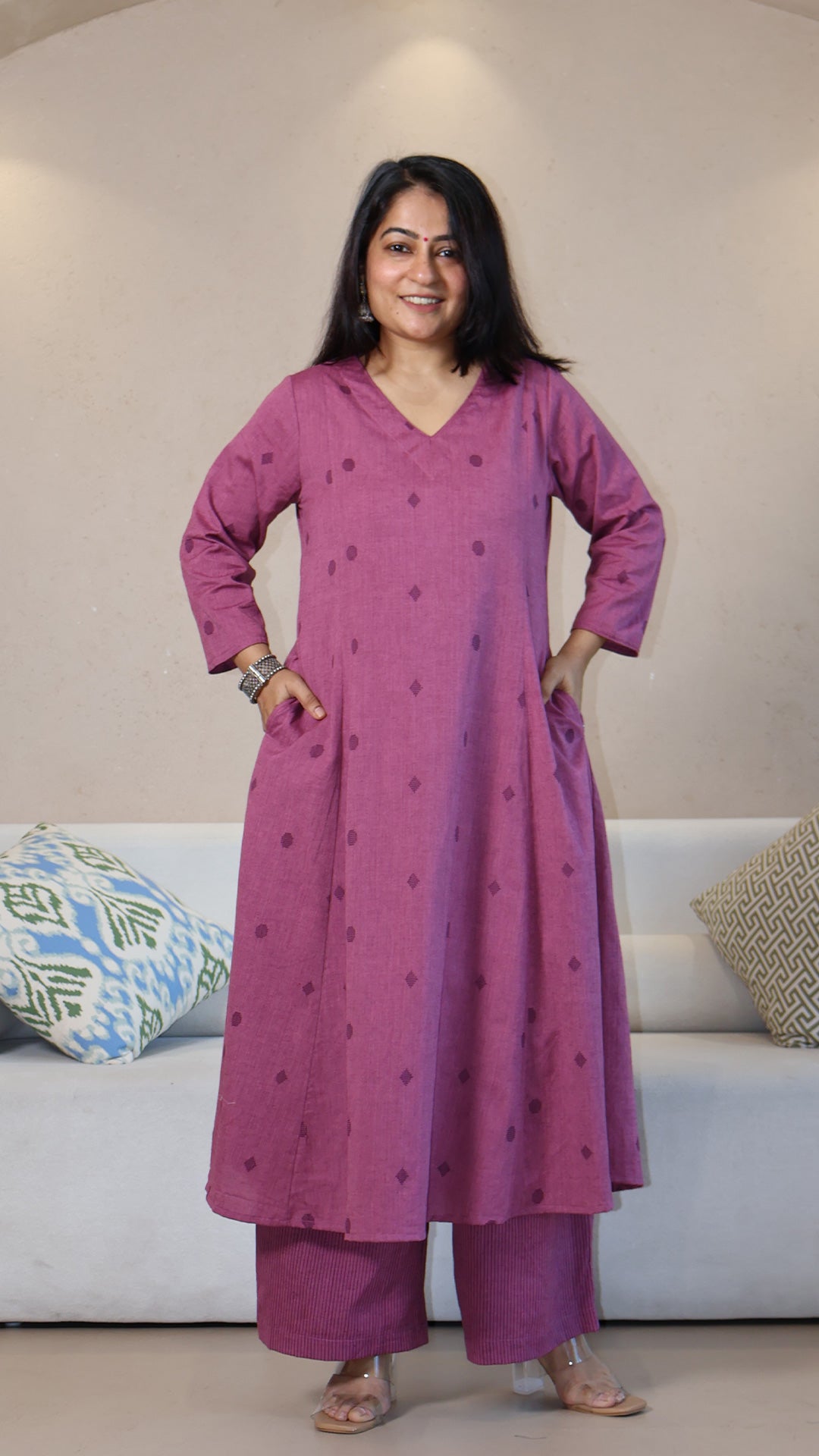 Grace Handwoven Cotton Kurta - Purple
