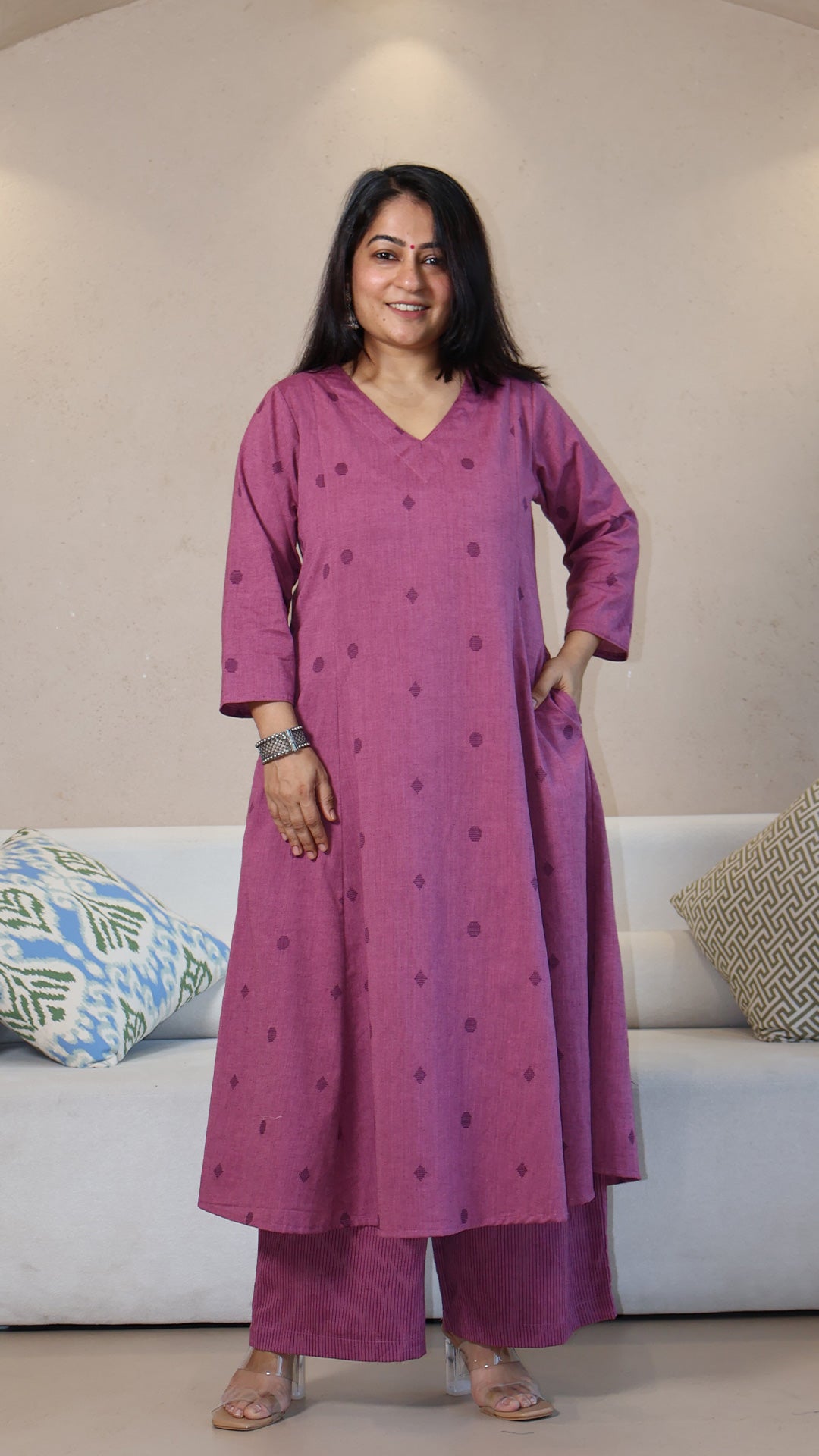 Grace Handwoven Cotton Kurta - Purple