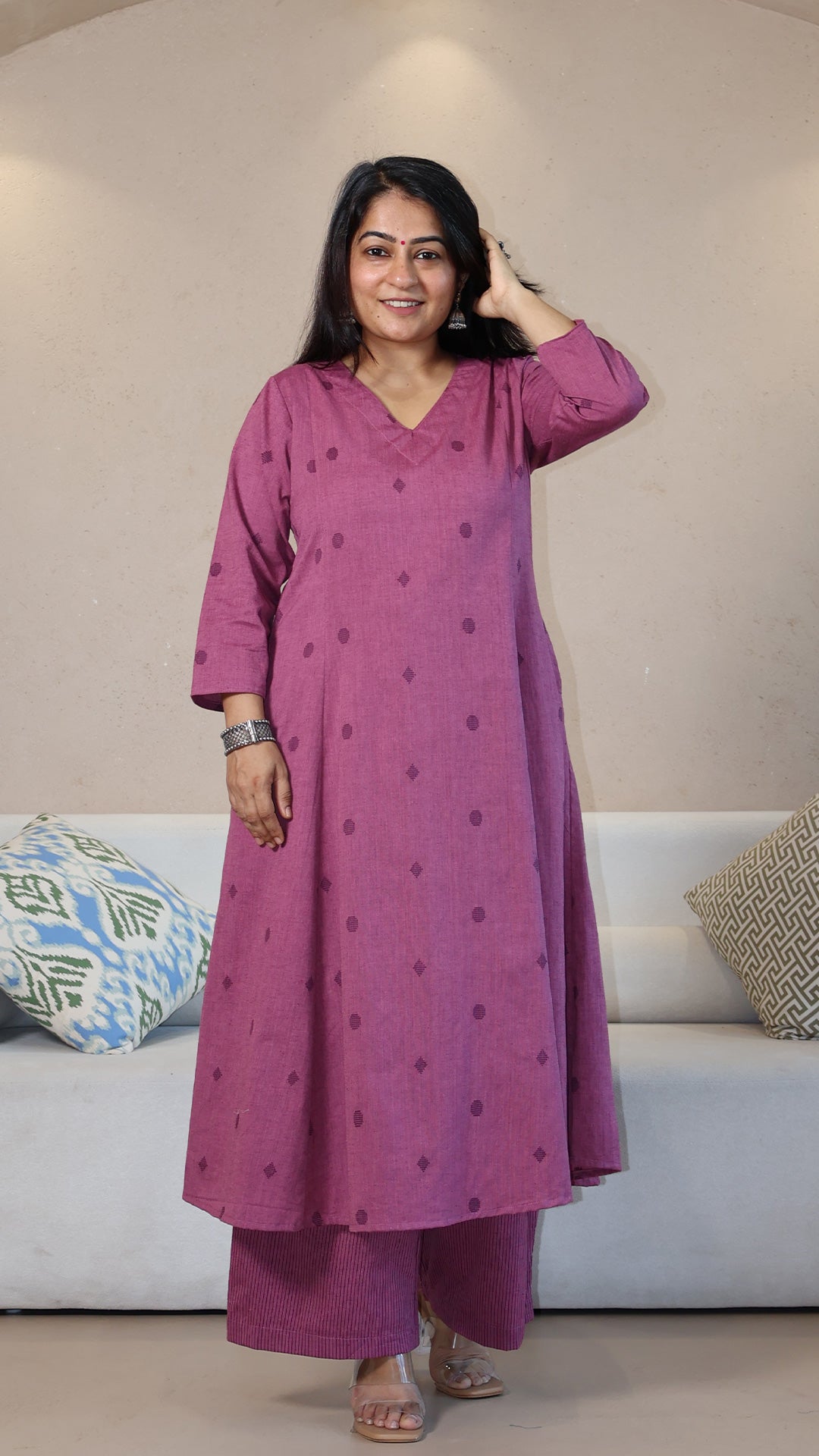 Grace Handwoven Cotton Kurta - Purple