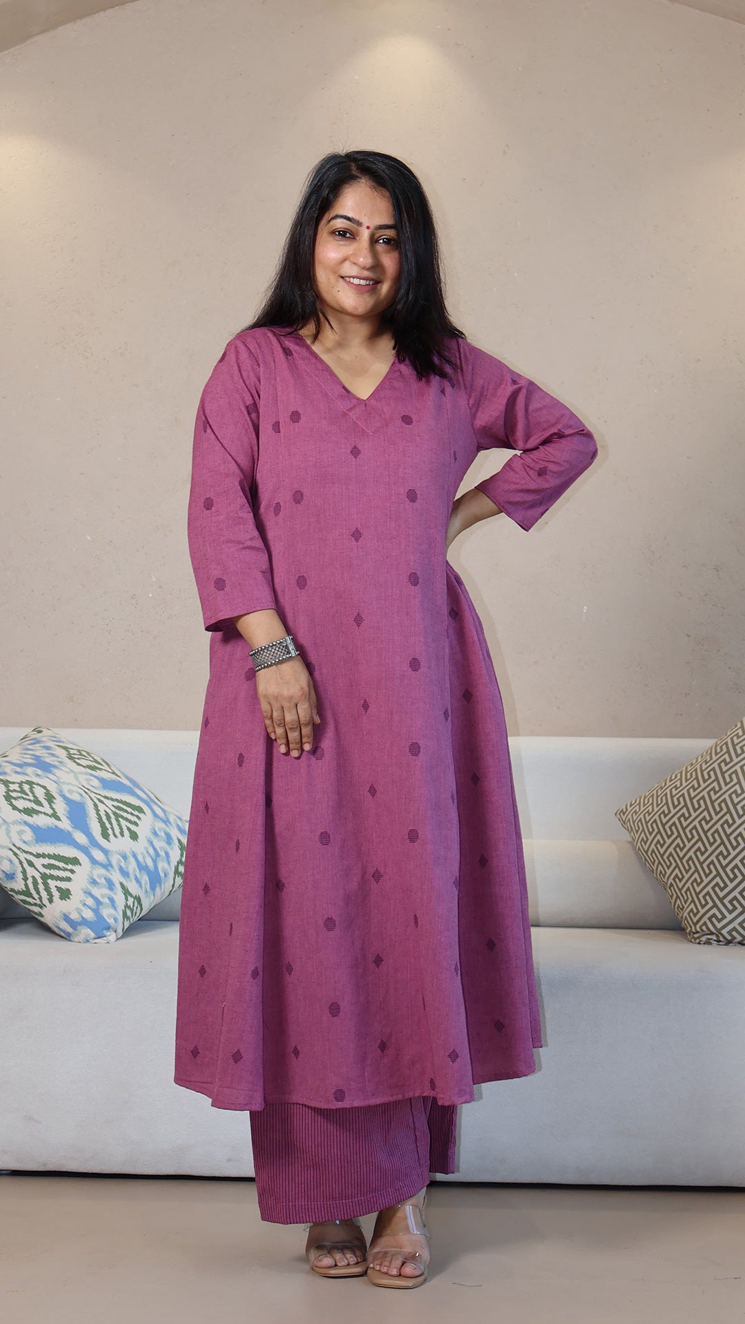 Grace Handwoven Cotton Kurta - Purple
