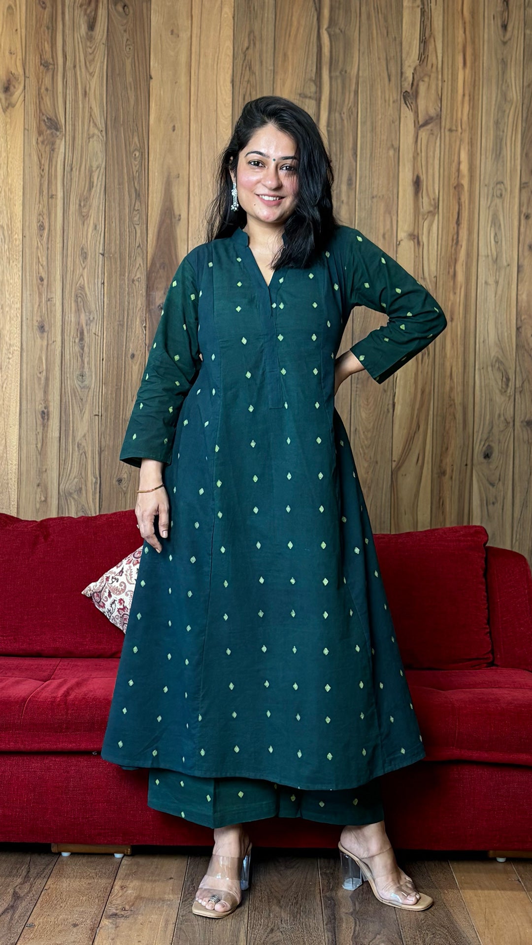 The Diamond Dabu Kali Kurta In Green