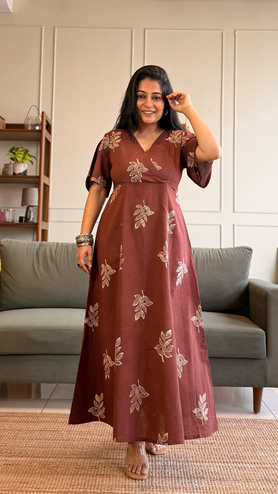 Emily Cotton Midi Dress - Burgundy