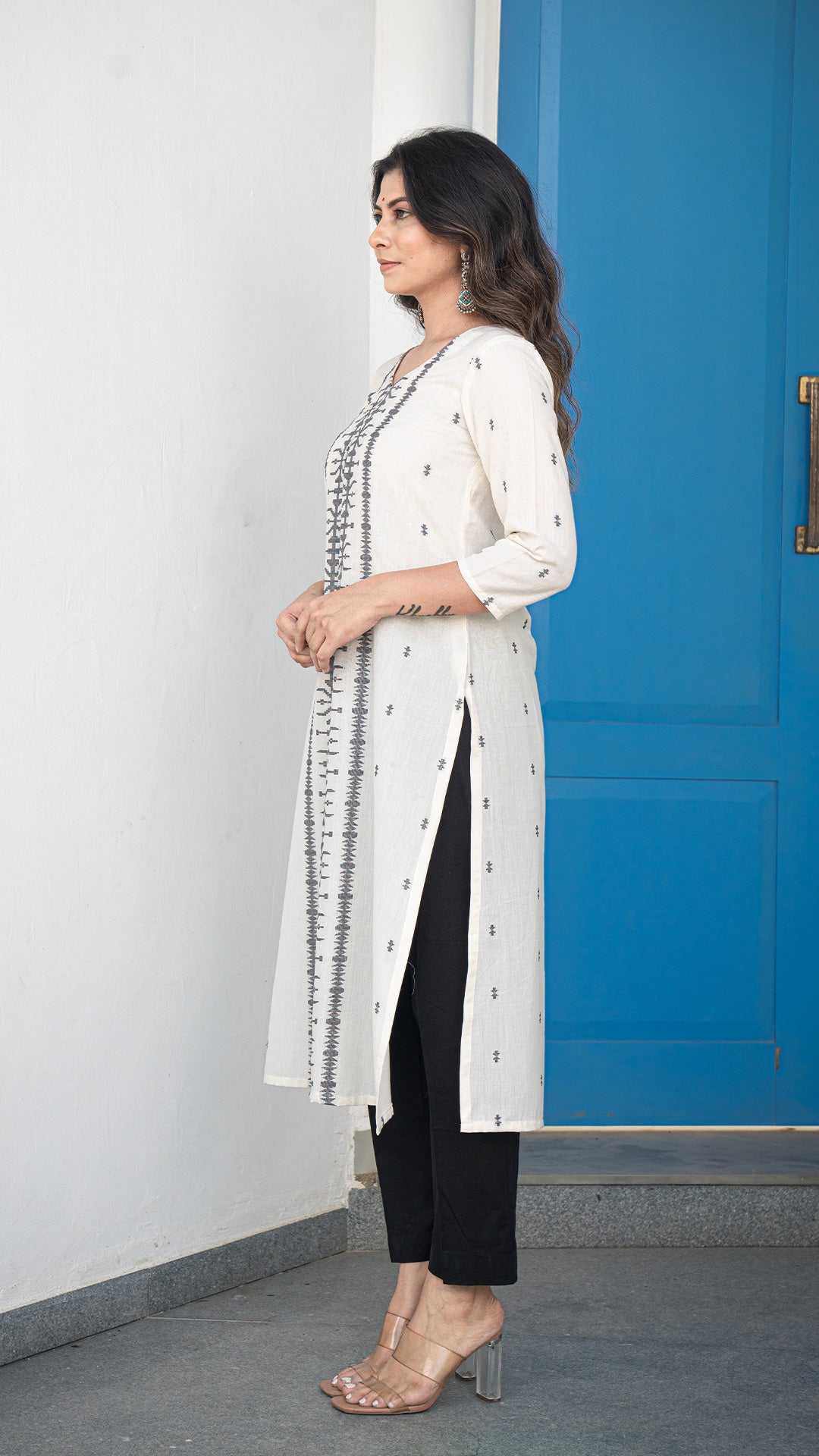 Medha Hand Woven Cotton Kurta - White