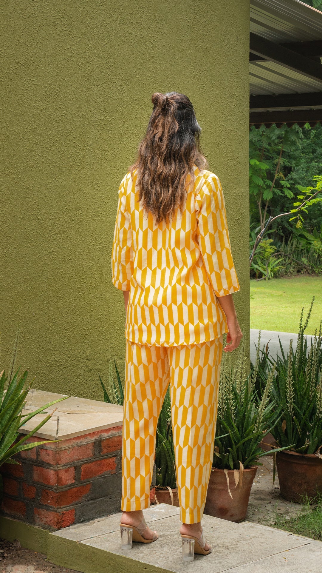 Ava Chanderi Co-ord Set - Yellow