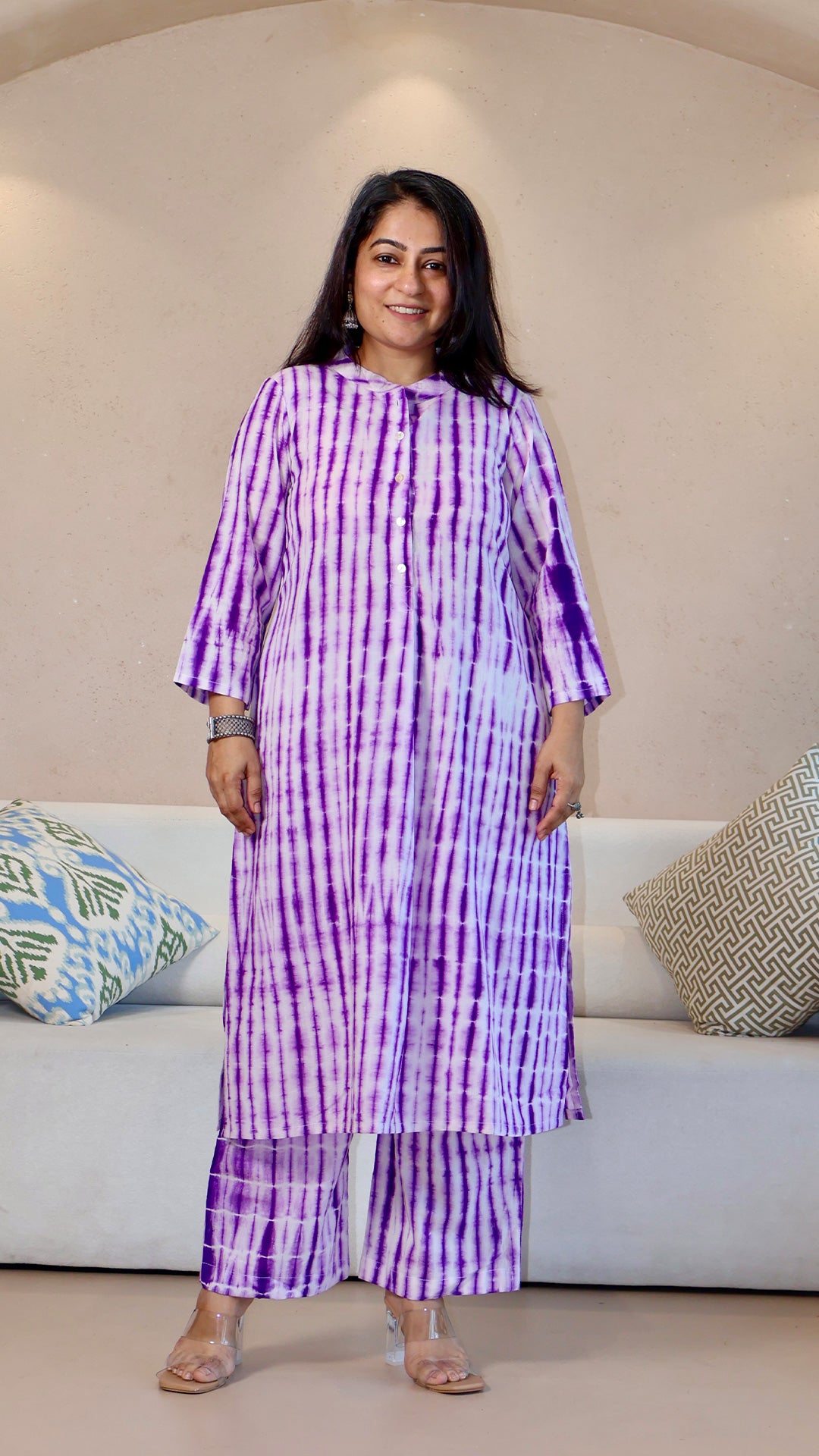 Purple Shibori Cotton Co-ord Set