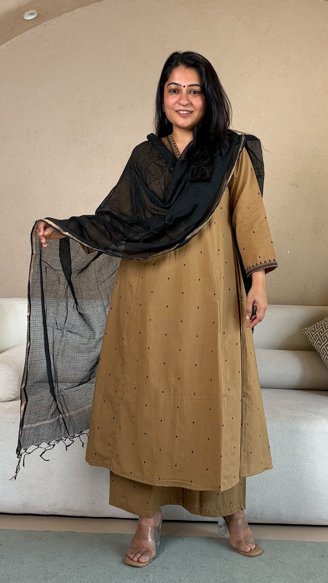 Raahi Hand Woven Cotton Kurta - Sand