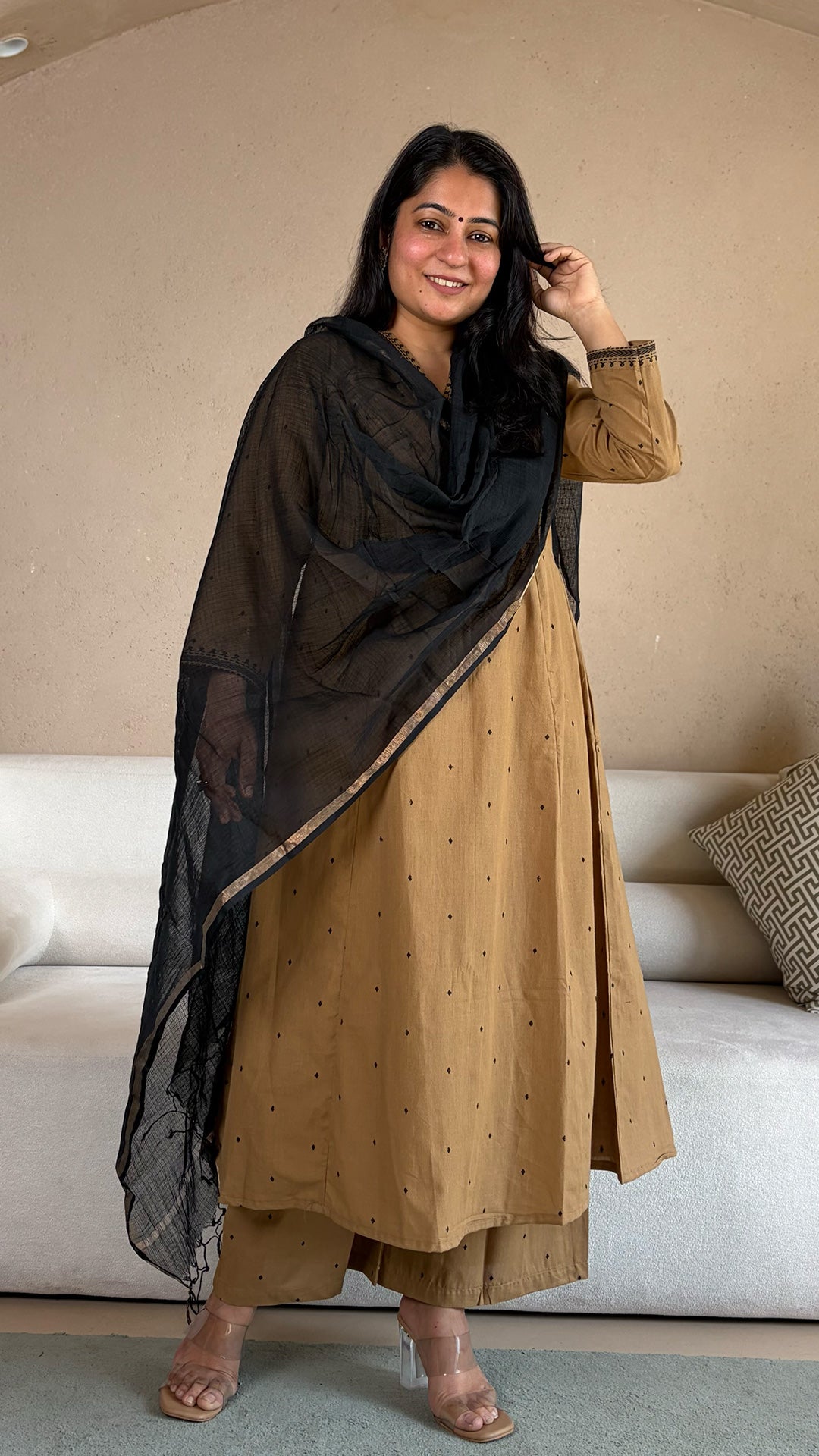 Raahi Hand Woven Cotton Kurta - Sand