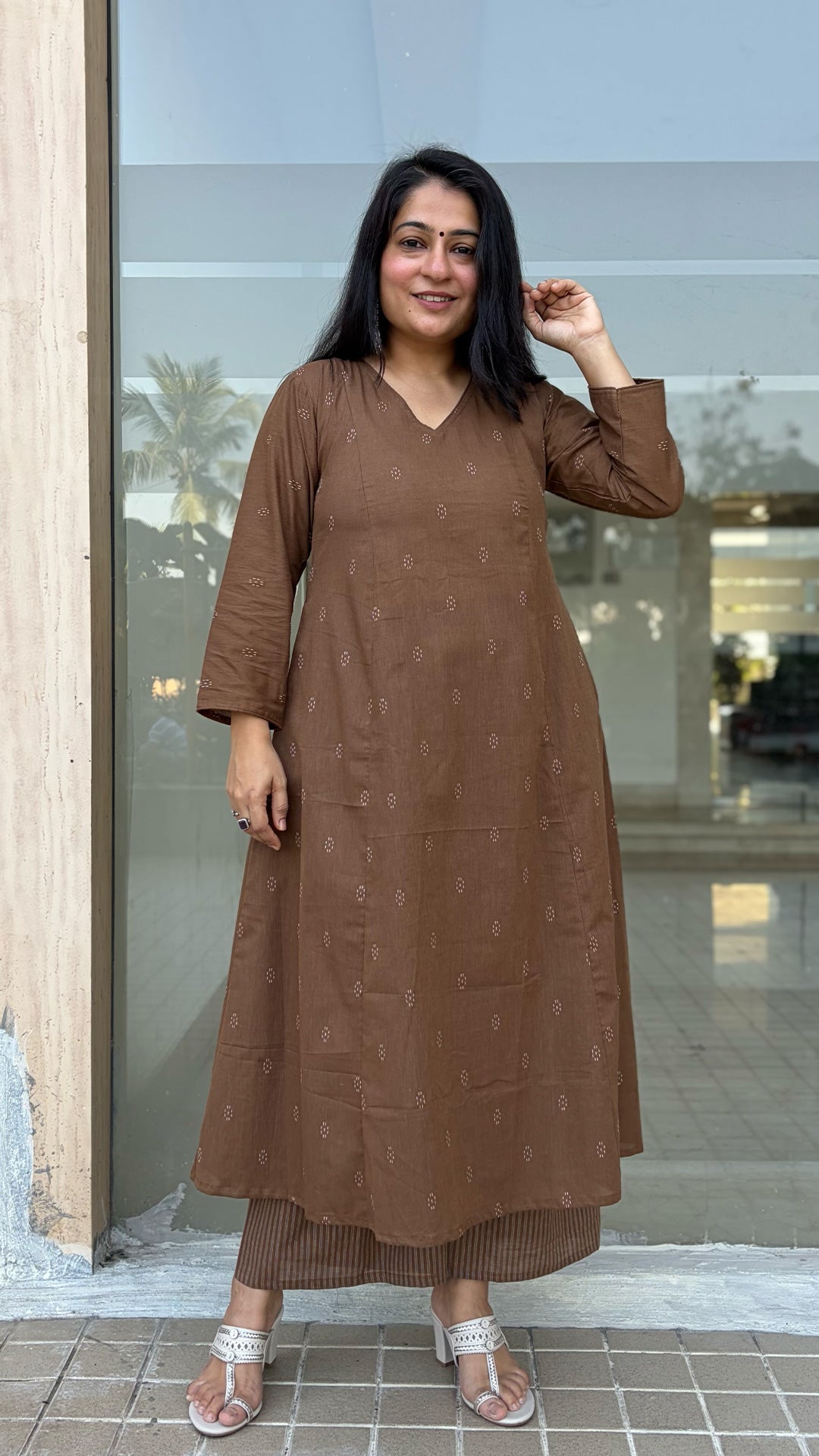 Mishri Brown Hand Woven Kali Cotton Kurta