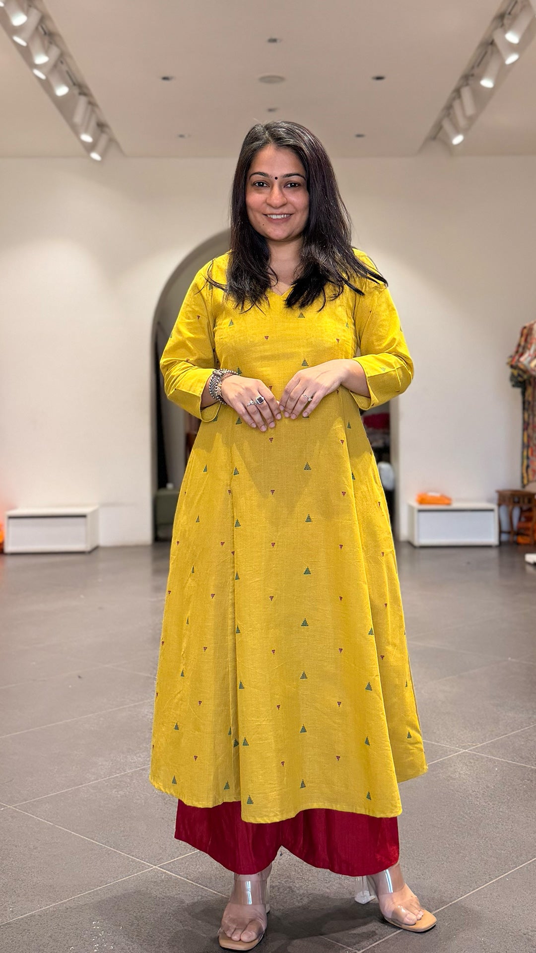 Shagun Handwoven Cotton Kurta- Yellow