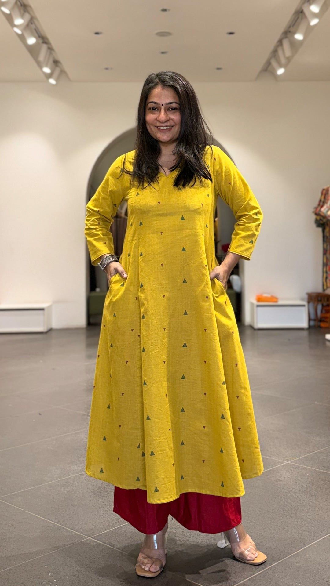 Shagun Handwoven Cotton Kurta- Yellow