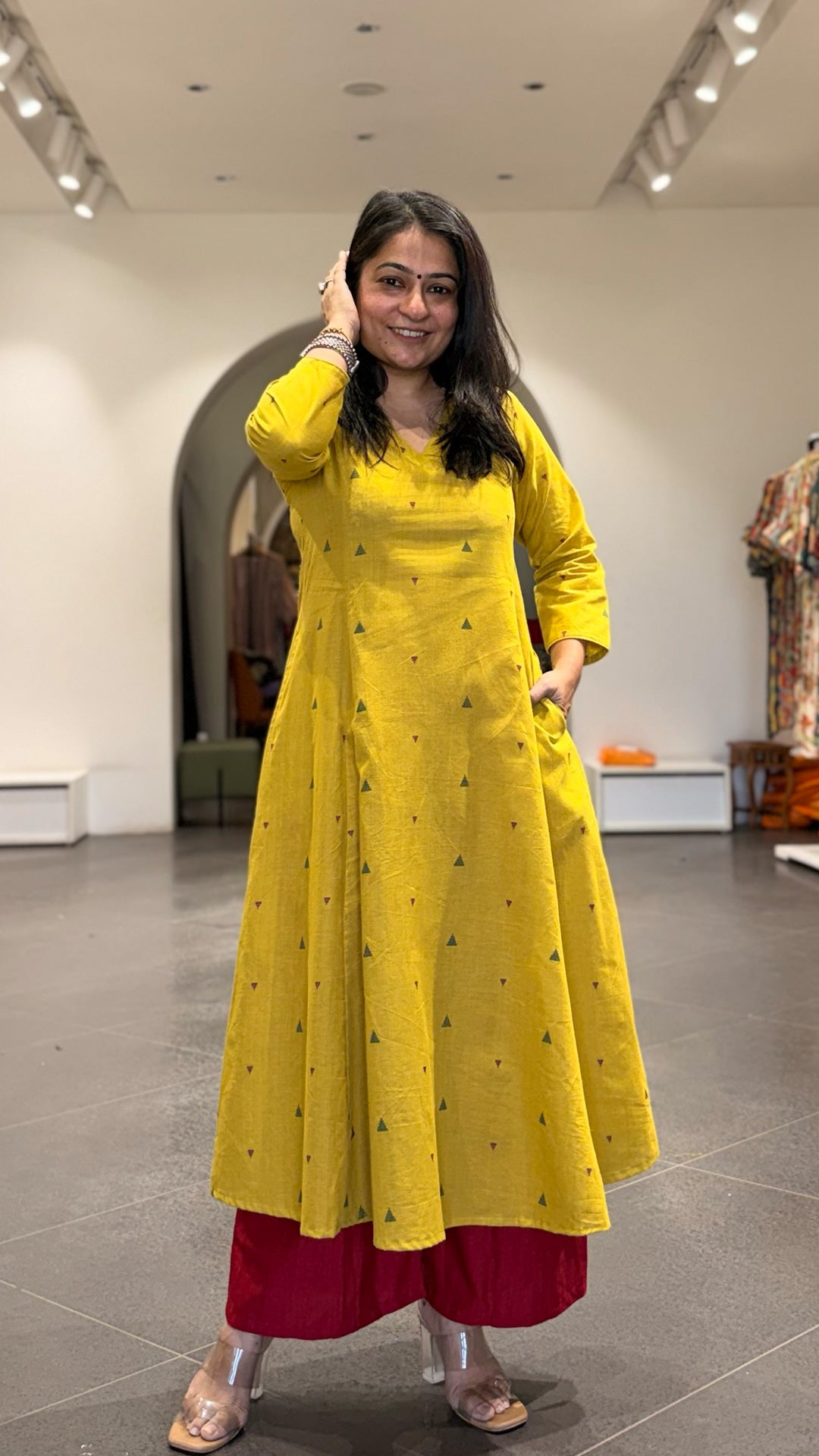 Shagun Handwoven Cotton Kurta- Yellow