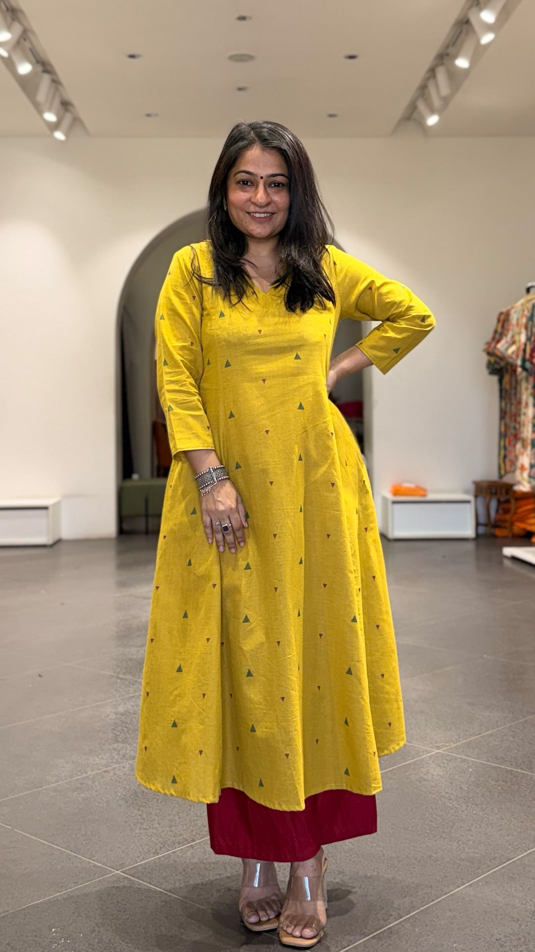 Shagun Handwoven Cotton Kurta- Yellow
