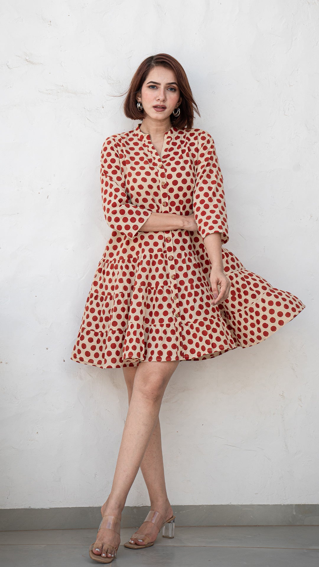 Red Polka Cotton Skater Dress
