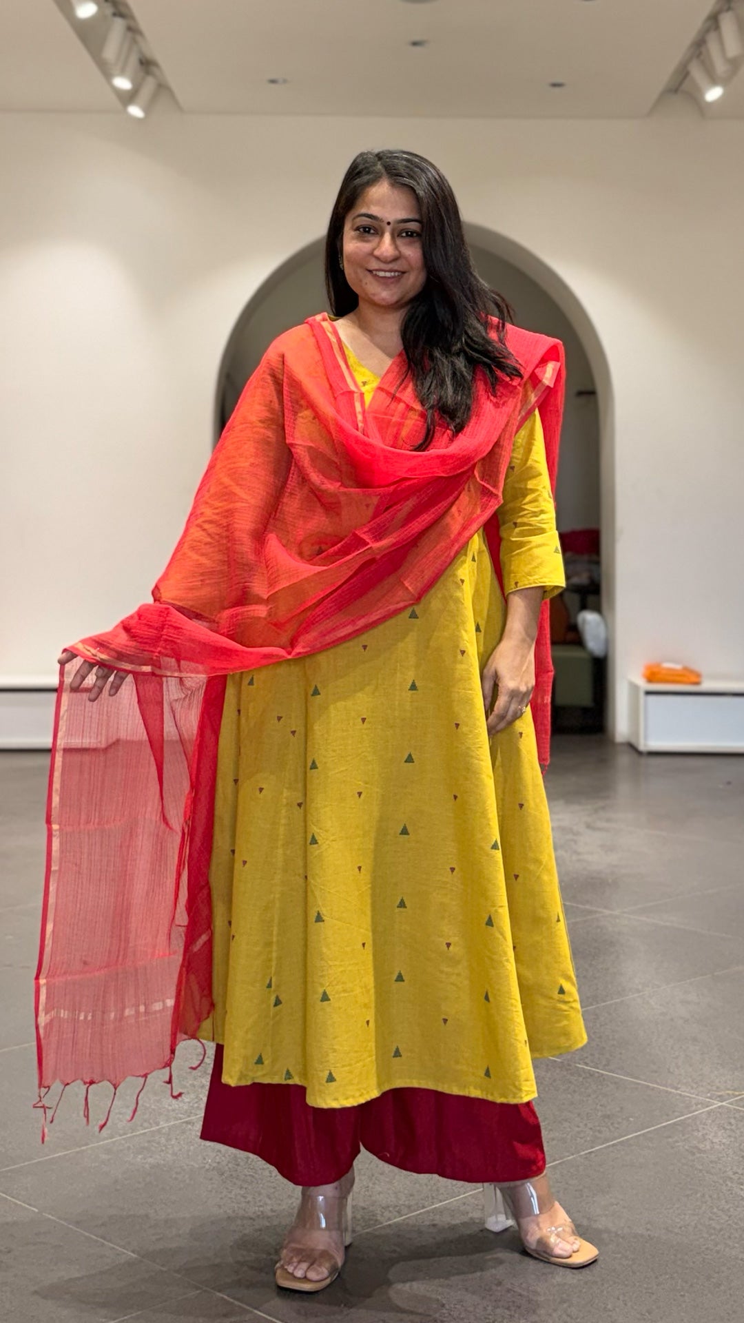 Shagun Handwoven Cotton Kurta- Yellow