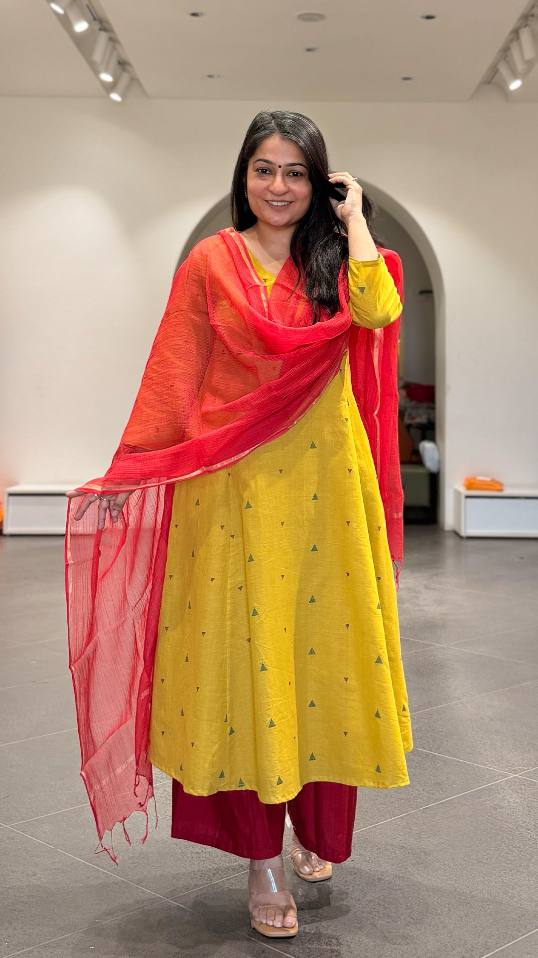 Shagun Handwoven Cotton Kurta- Yellow