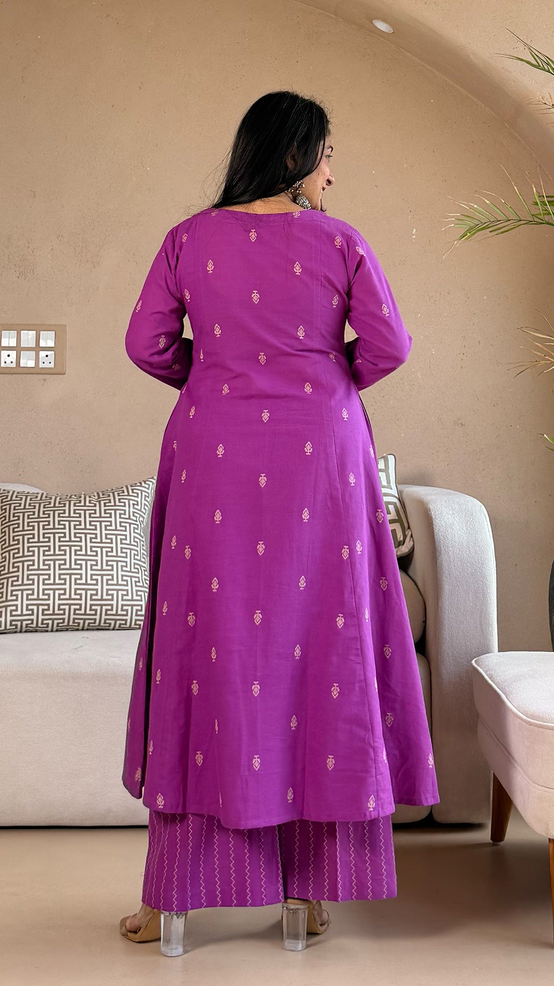 Nargis Handwoven Cotton Kurta- Lavender