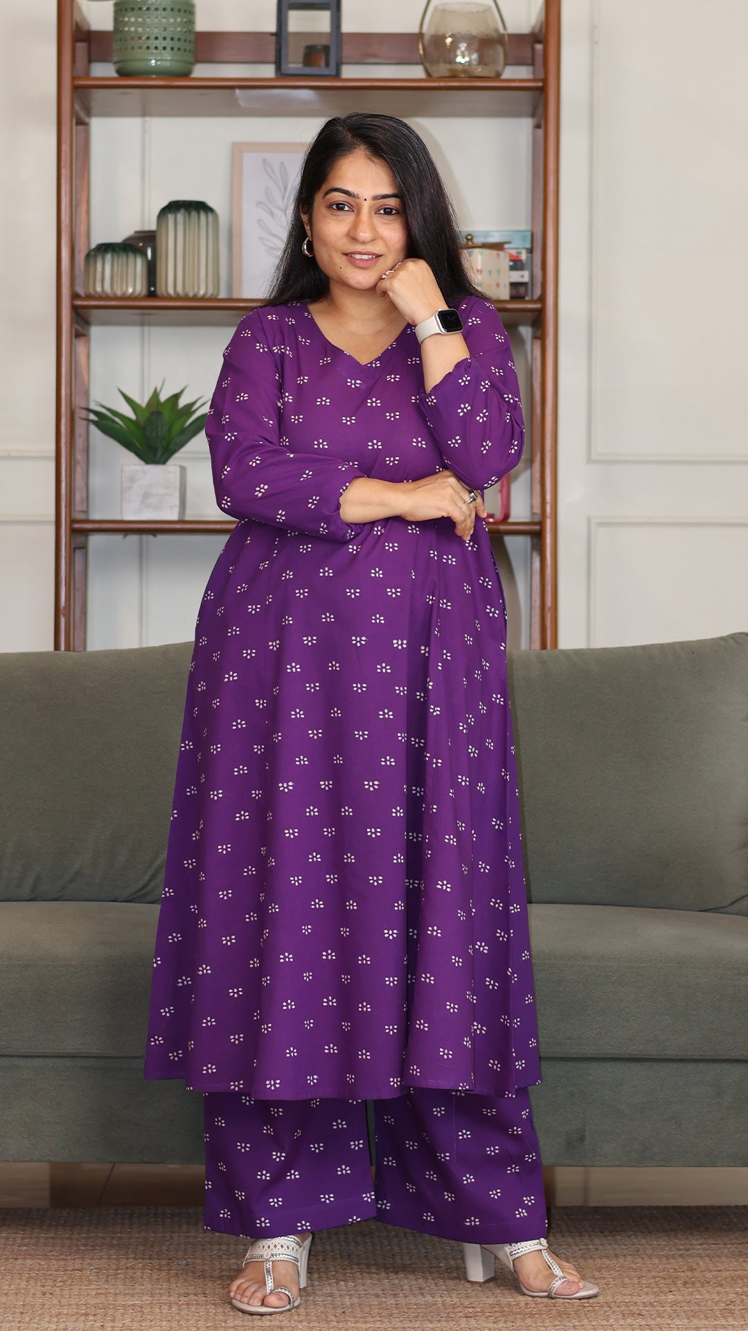 Bhavya Hand Block Cotton Kurta - Purple