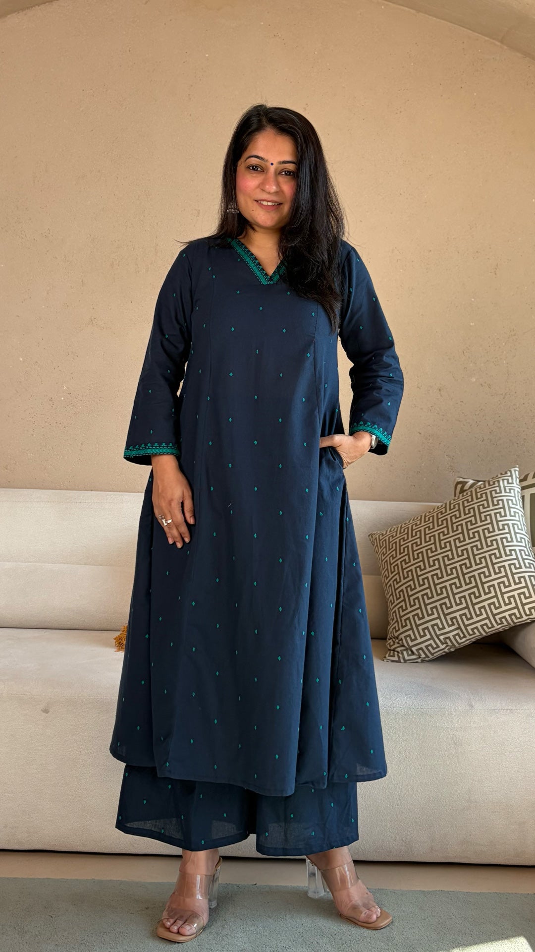 Urmi Blue Hand Woven Cotton Kurta