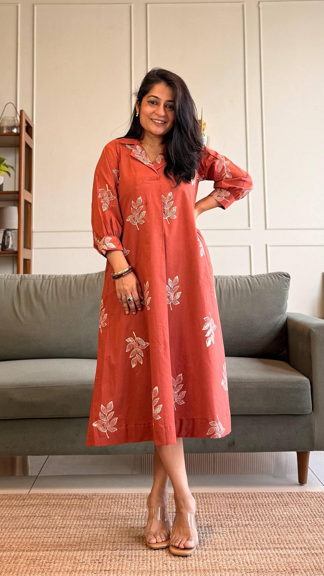 Julian Cotton Midi Dress - Rust