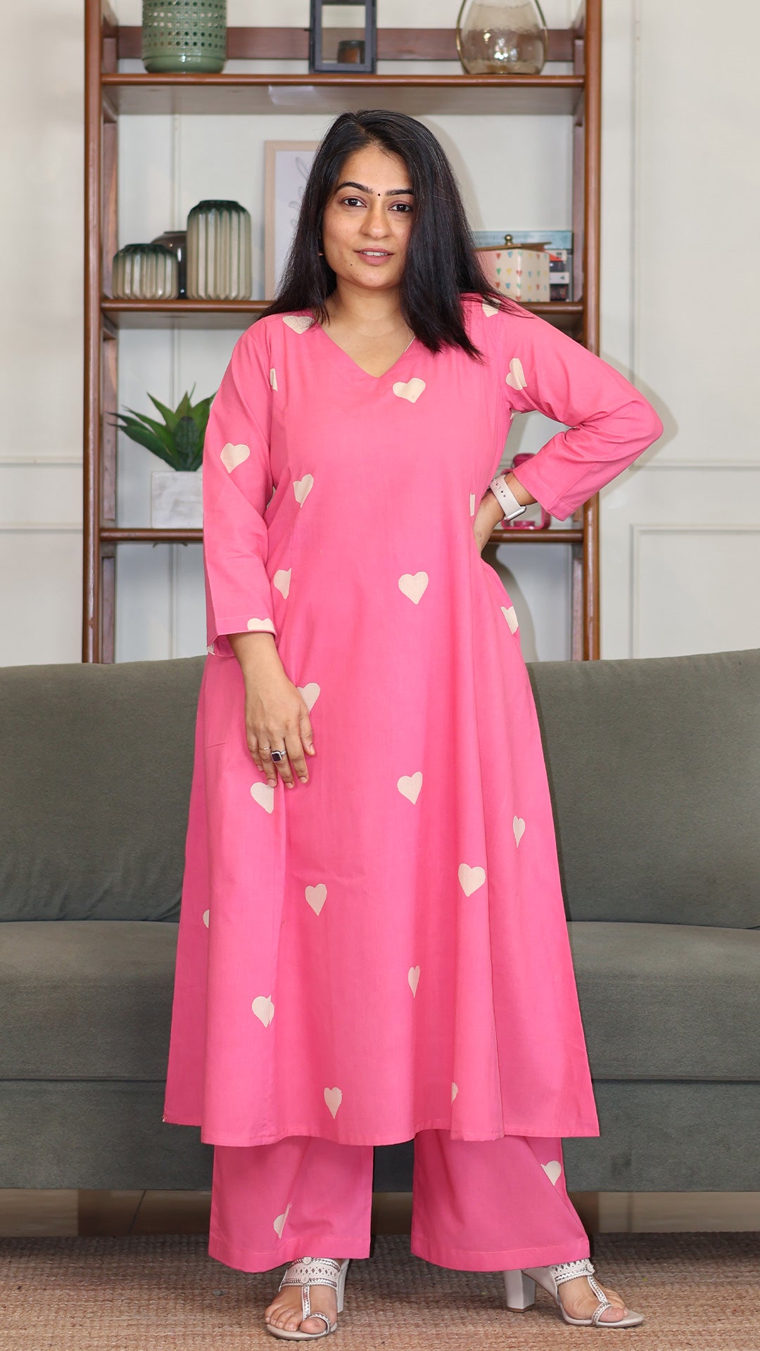 Fiza Hand Block Cotton Kurta - Pink
