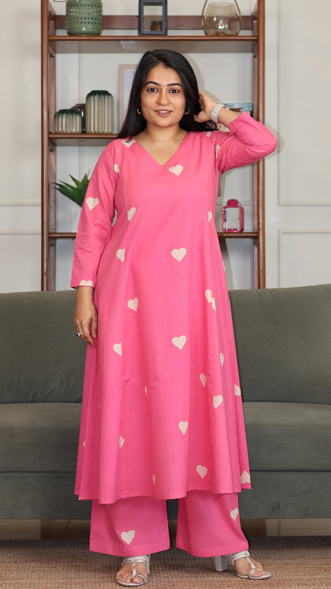 Fiza Hand Block Cotton Kurta - Pink