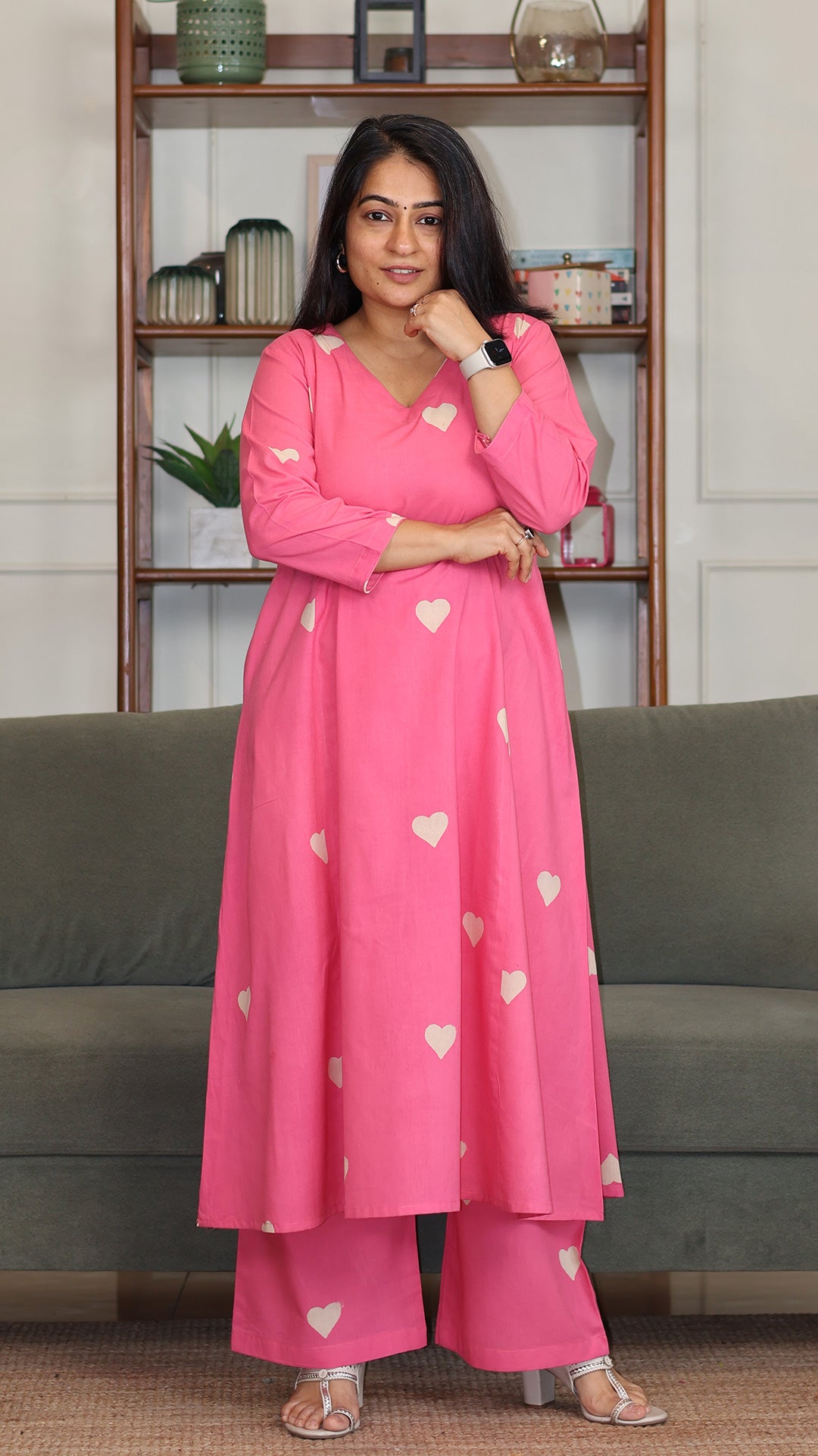 Fiza Hand Block Cotton Kurta - Pink