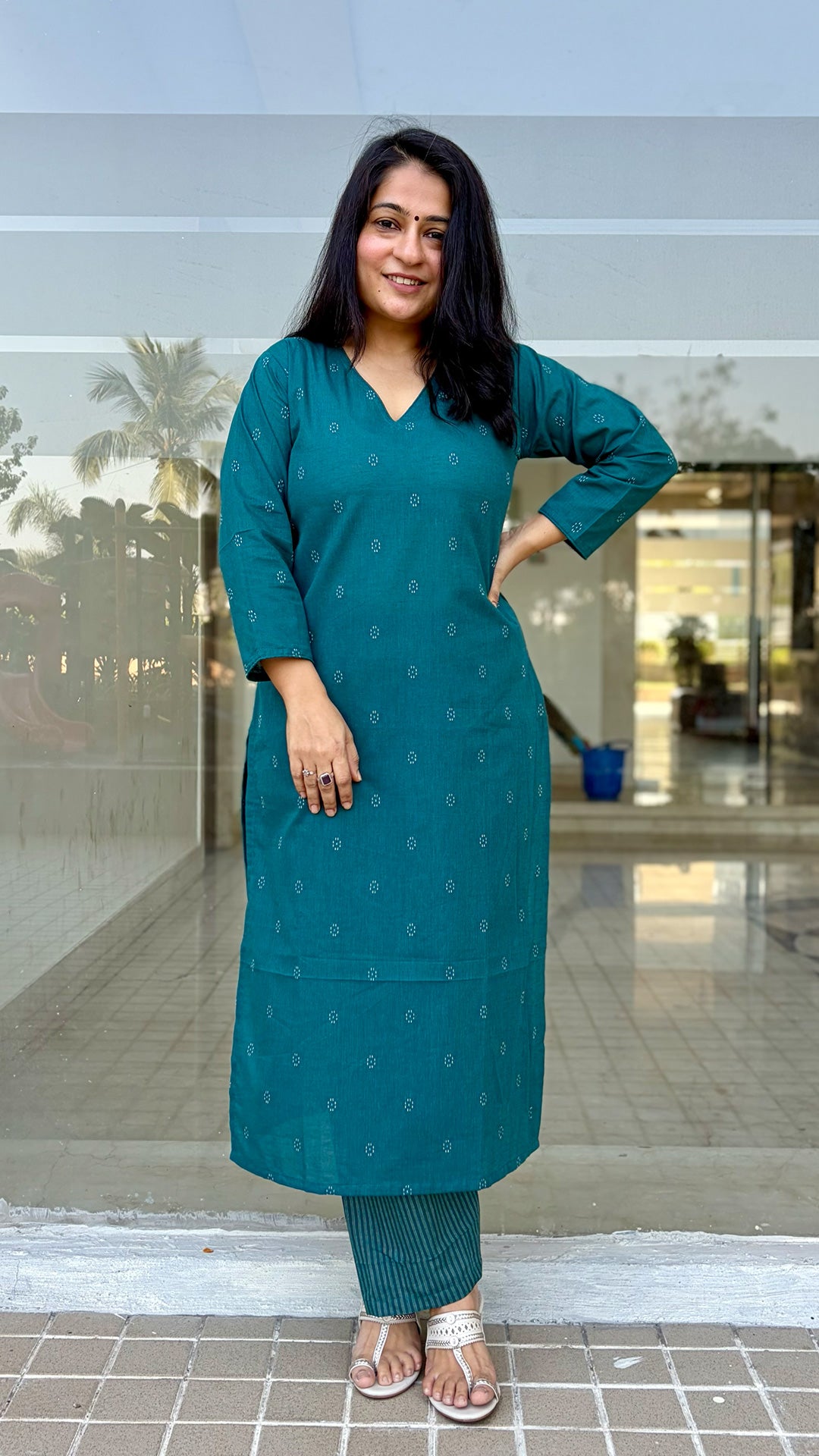 Jhelum Green Hand Woven Cotton Kurta