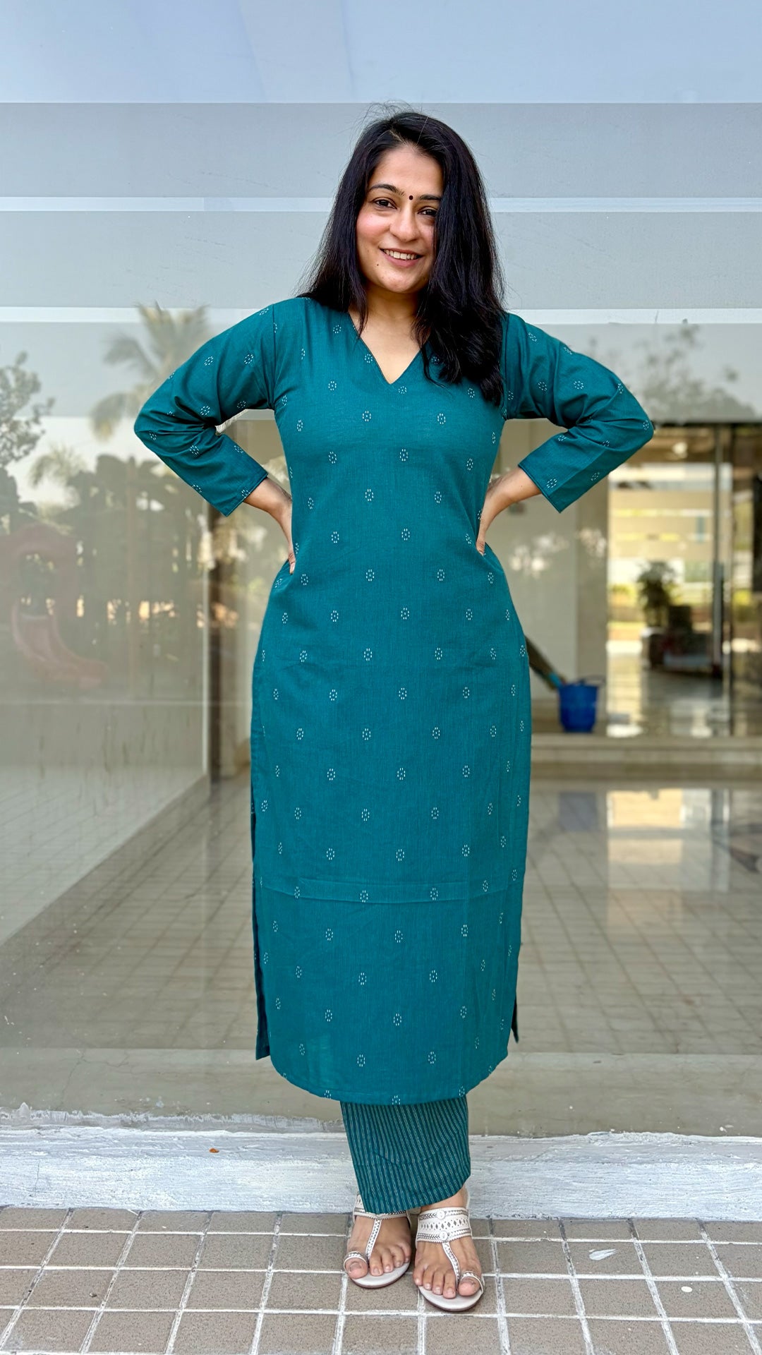 Jhelum Green Hand Woven Cotton Kurta