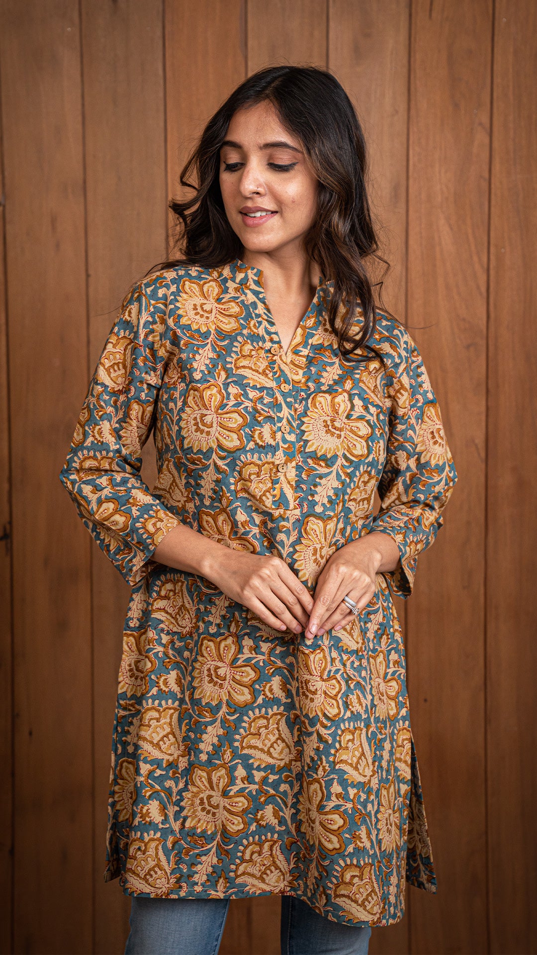 Nupur Sanganeri Cotton Short Top - Brown