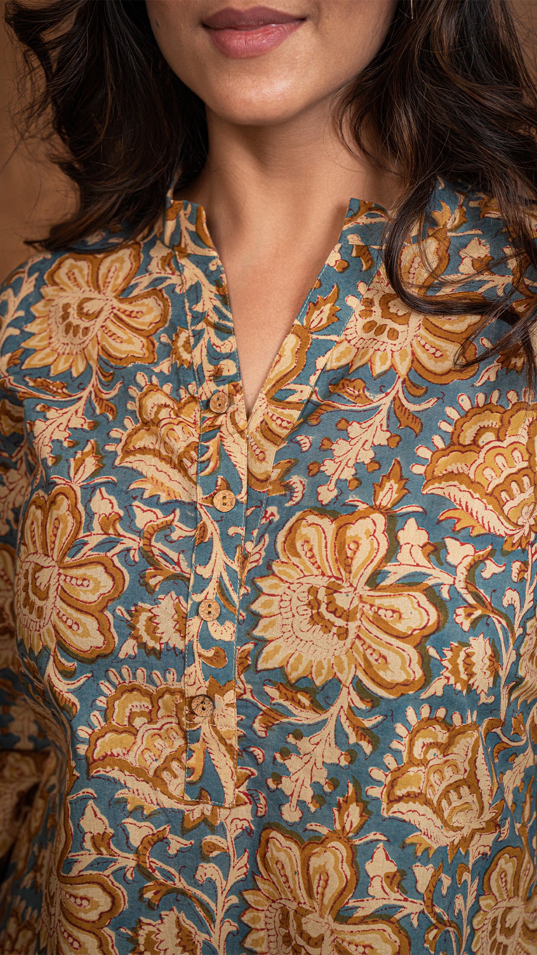 Nupur Sanganeri Cotton Short Top - Brown