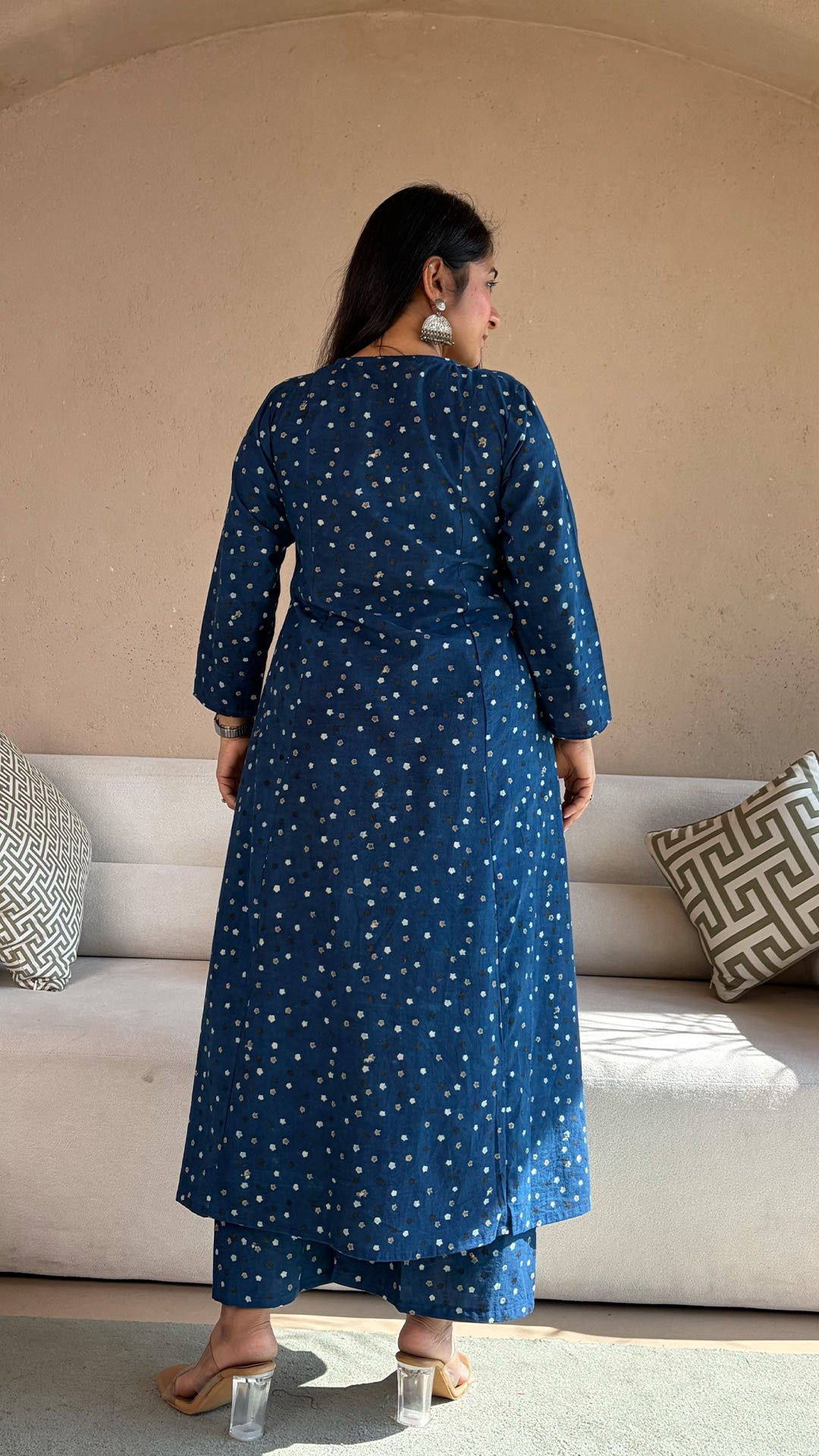 Indigo Stars Ajrakh Kali Kurta In Cotton