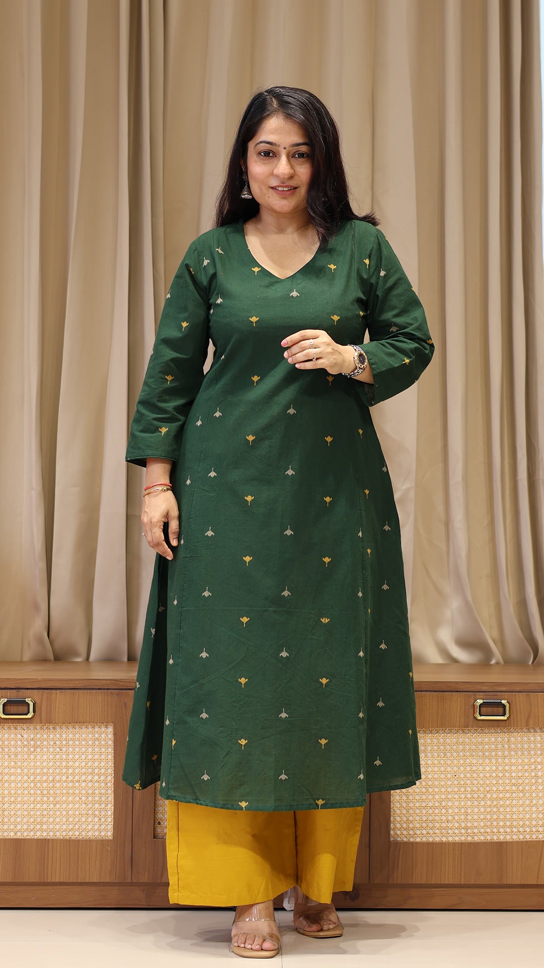 Goonj Handwoven Cotton Kurta - Dark Green