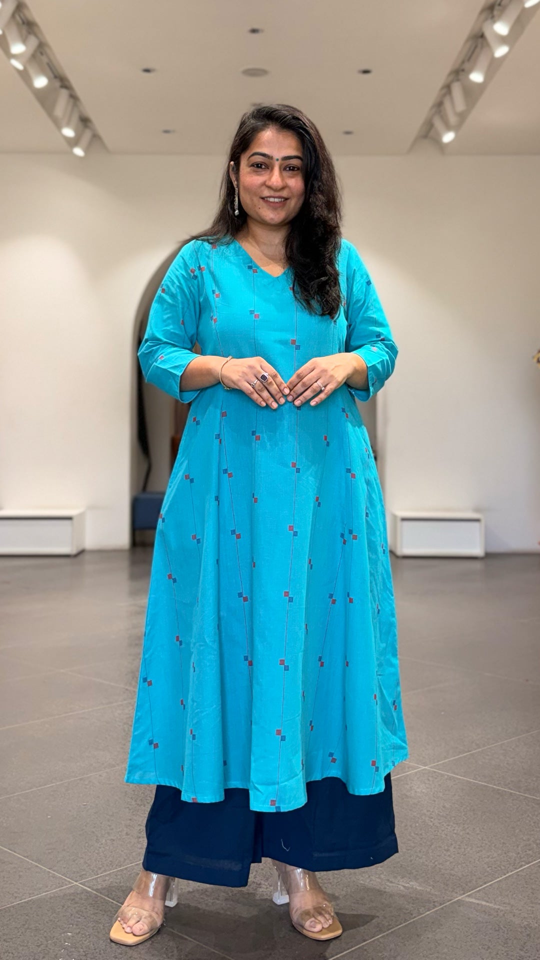 Heloise Handwoven Cotton Kurta - Light Blue