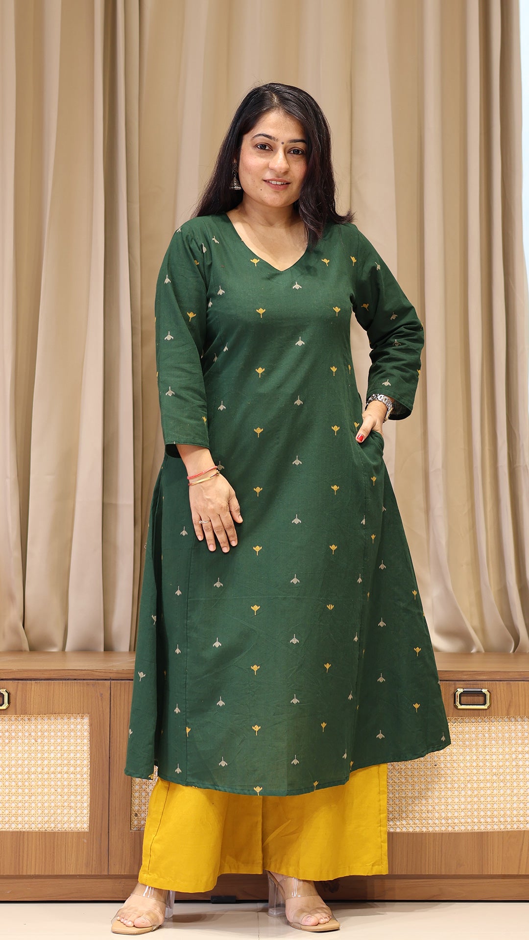 Goonj Handwoven Cotton Kurta - Dark Green
