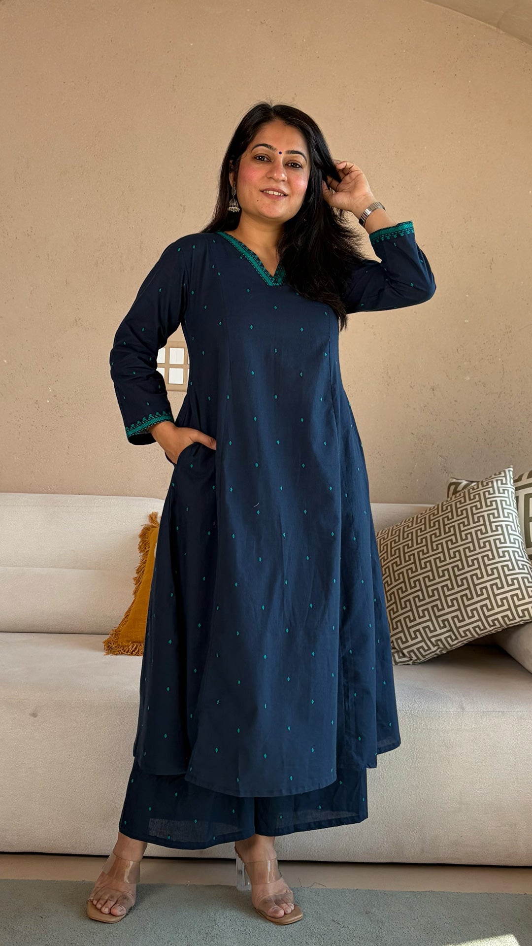 Urmi Blue Hand Woven Cotton Kurta