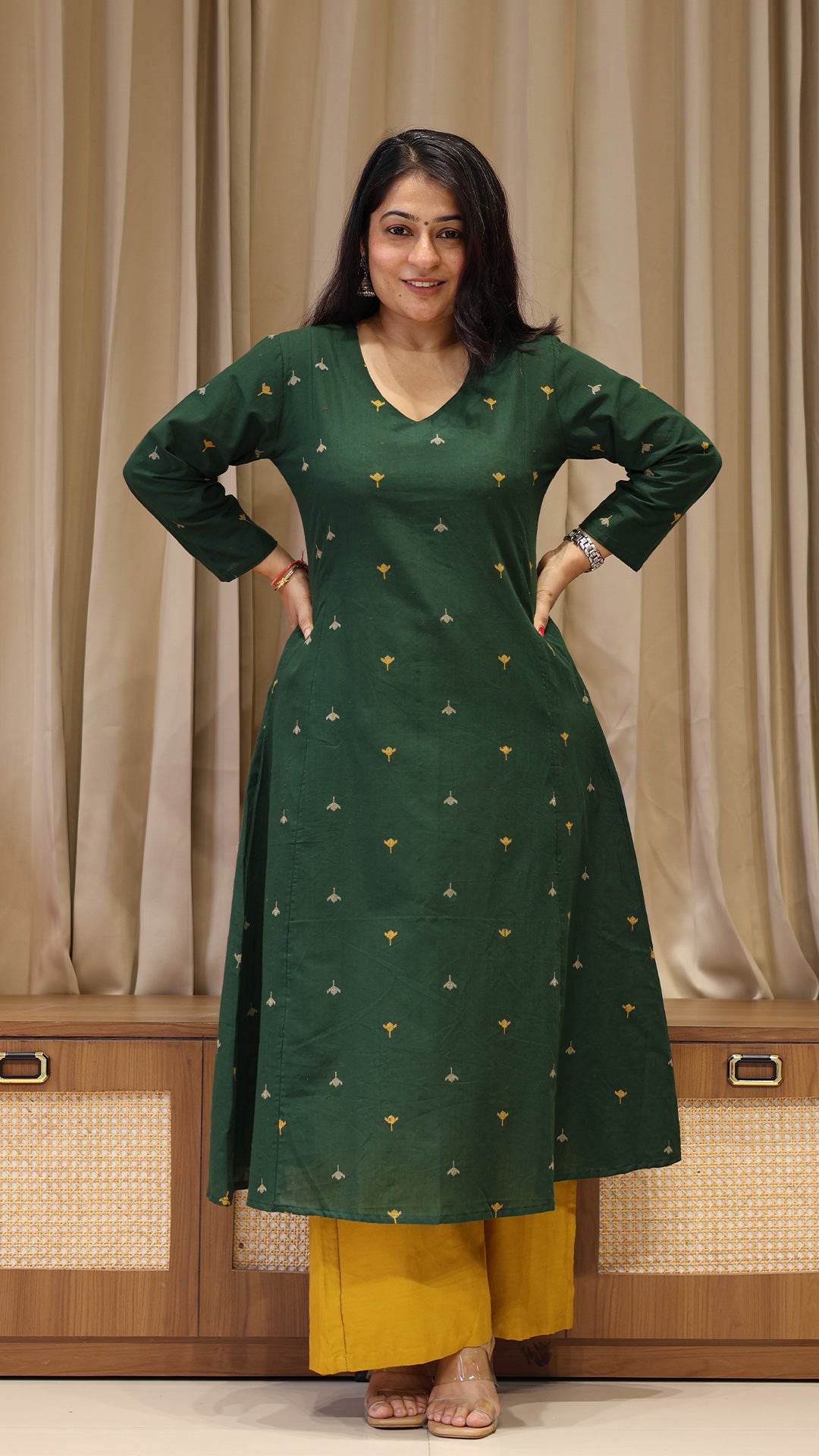 Goonj Handwoven Cotton Kurta - Dark Green