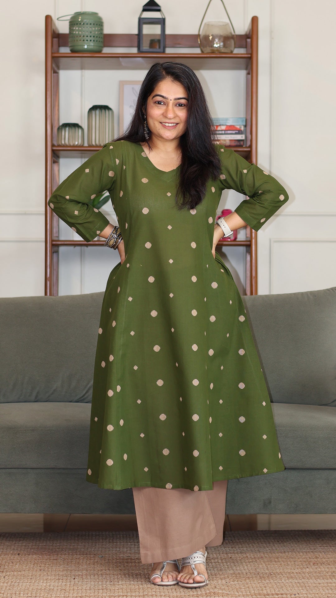 Avni Handwoven Cotton Kurta - Green