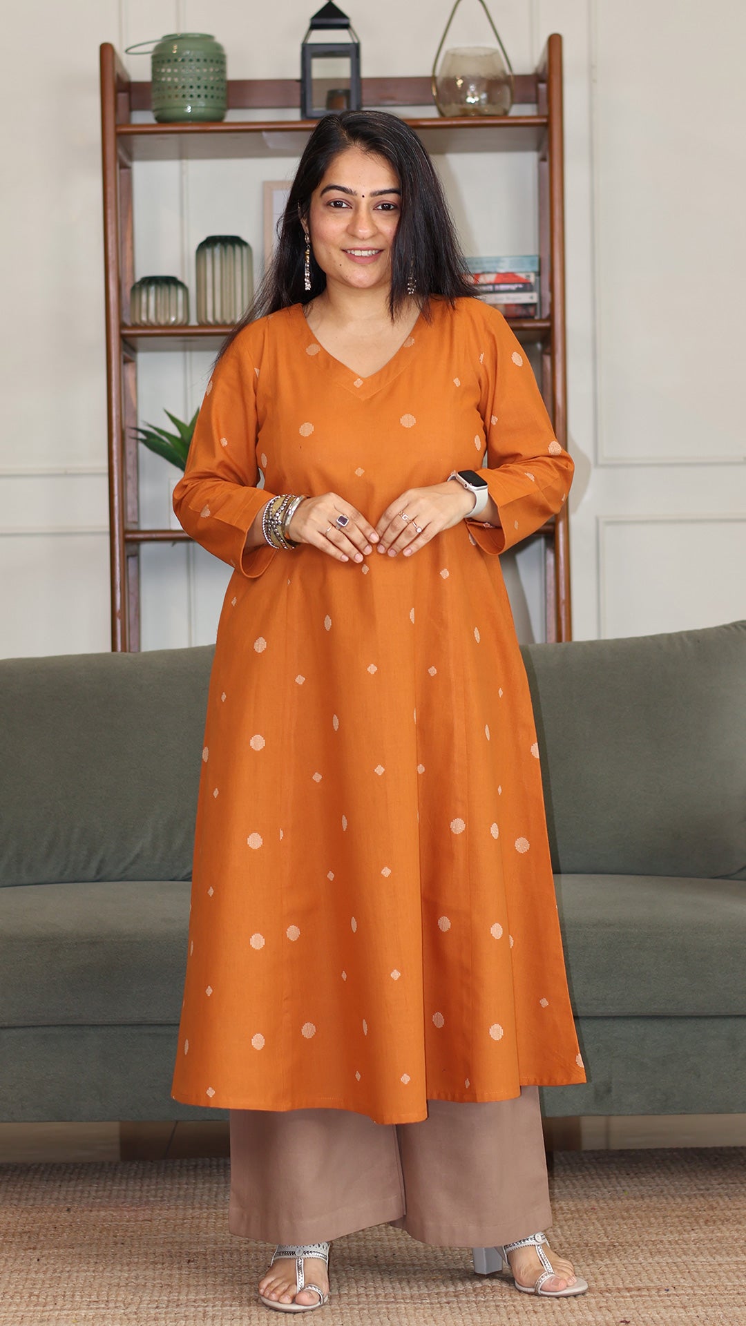 Shirali Handwoven Cotton Kurta - Mustard Yellow