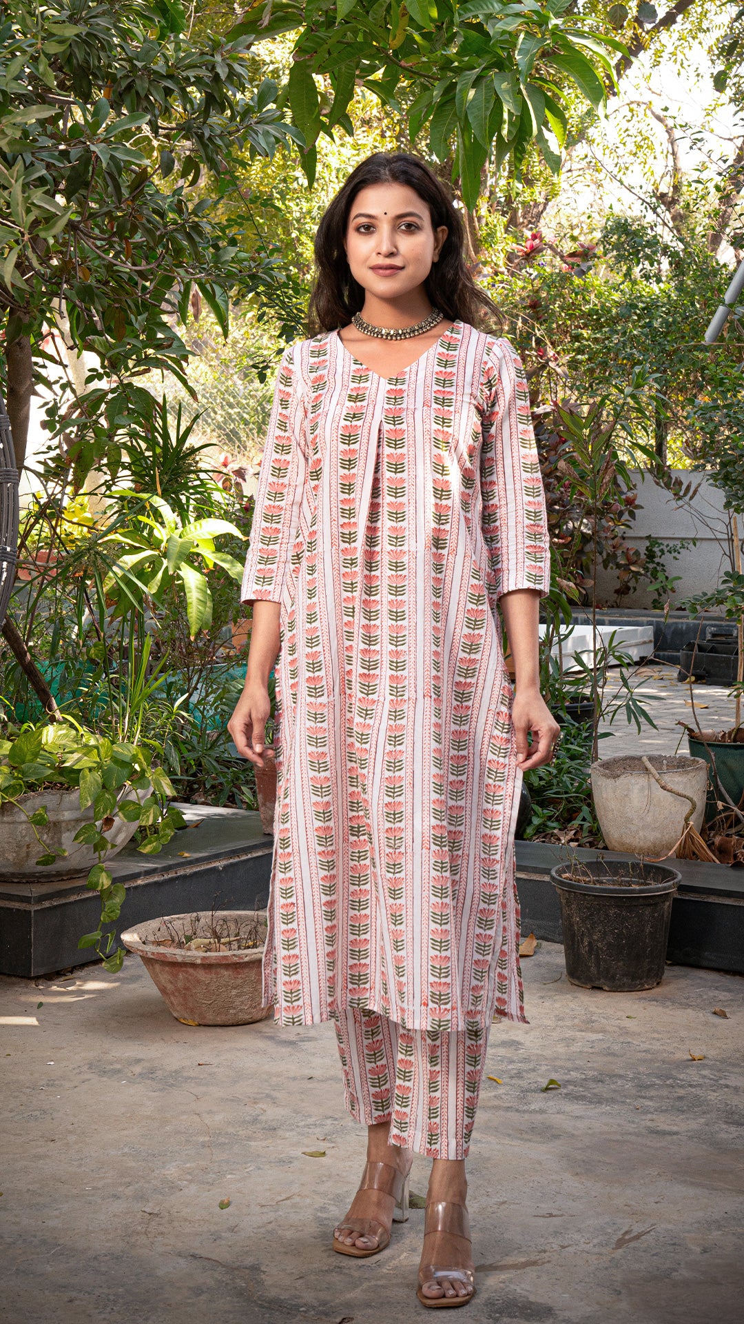 Harvi Sanganeri Hand Block Cotton Kurta - White