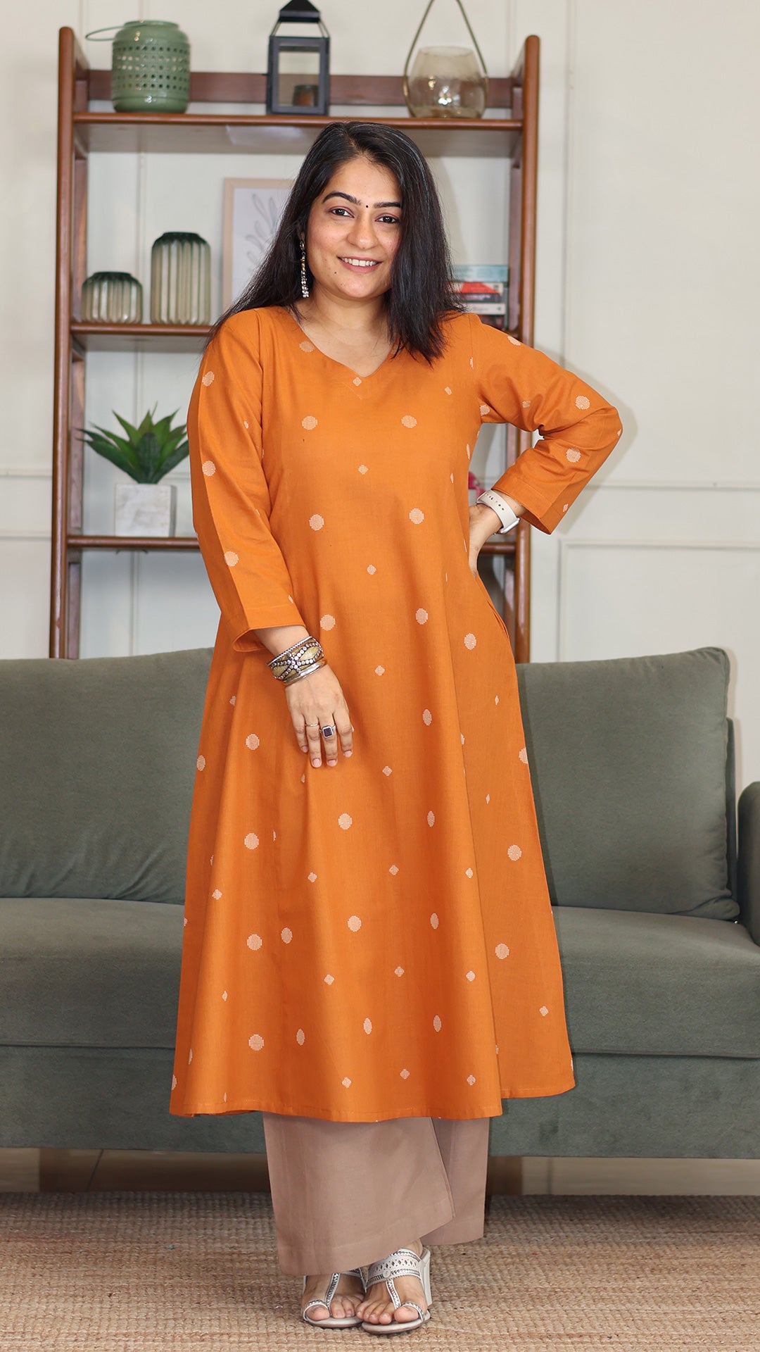 Shirali Handwoven Cotton Kurta - Mustard Yellow