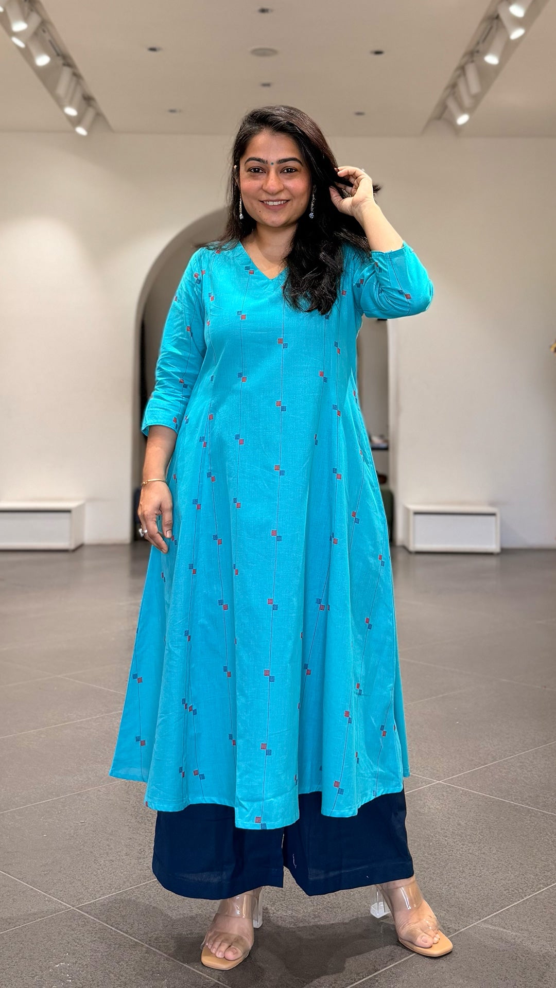 Heloise Handwoven Cotton Kurta - Light Blue