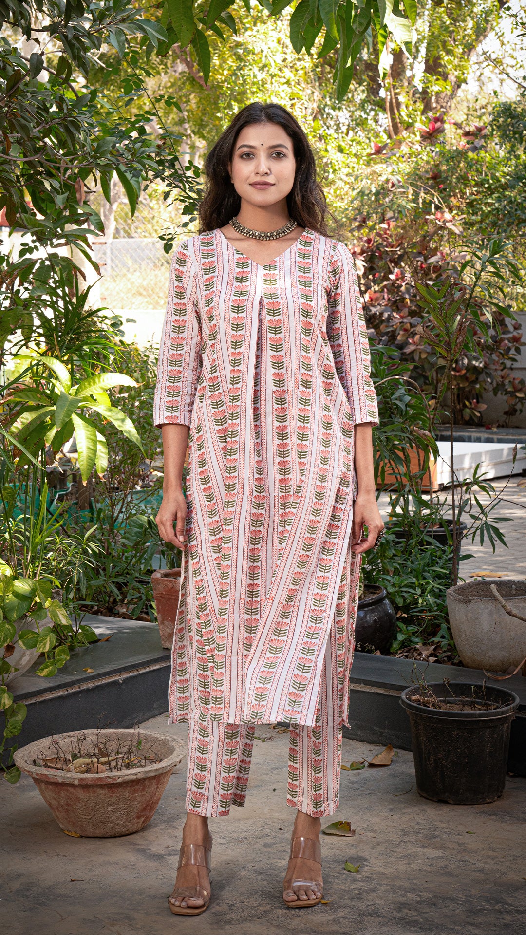 Harvi Sanganeri Hand Block Cotton Kurta - White