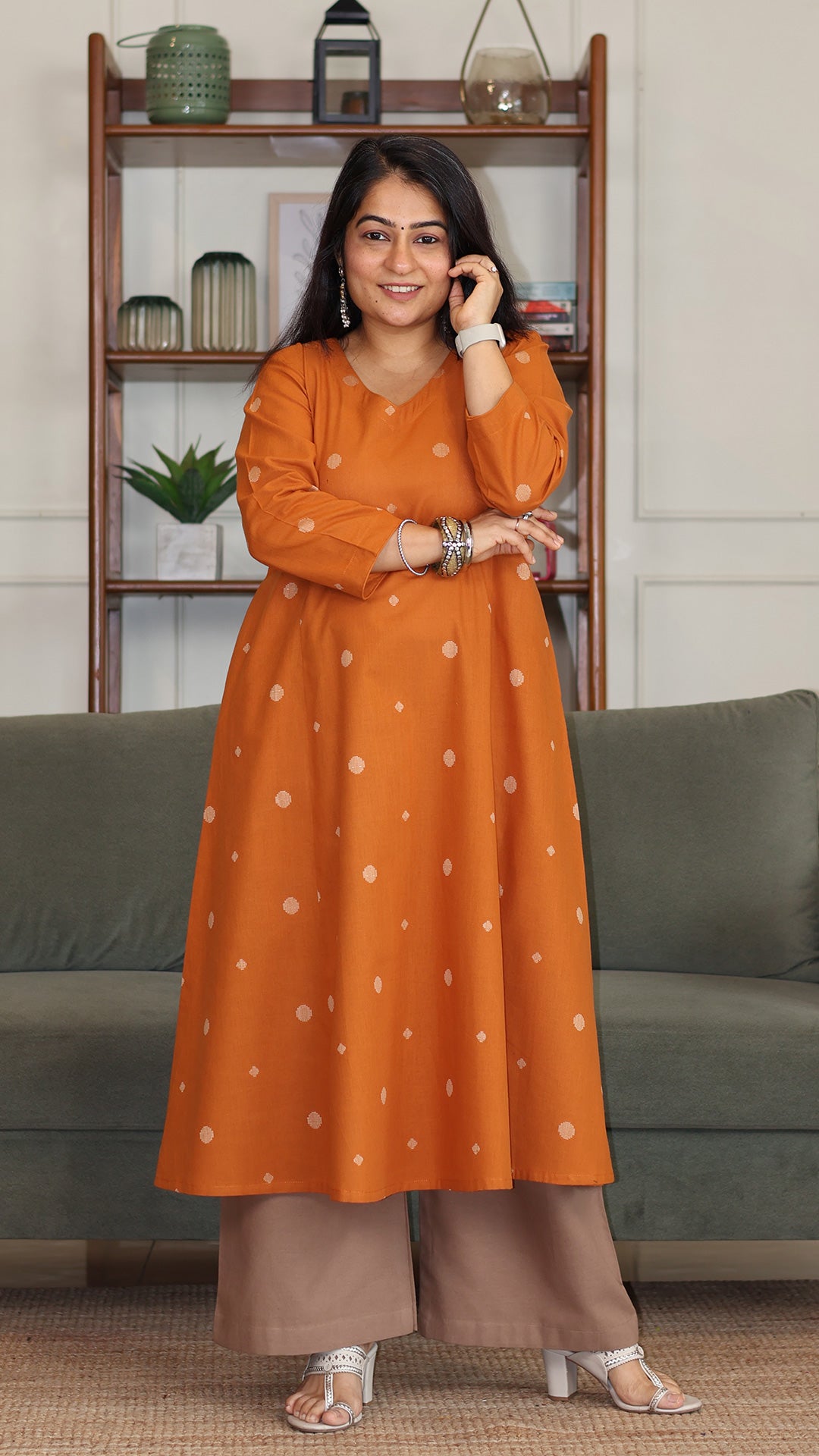 Shirali Handwoven Cotton Kurta - Mustard Yellow