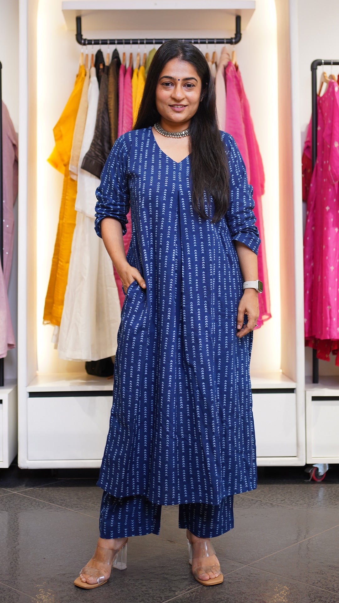 Meira Dabu Hand Block Kurta In Indigo