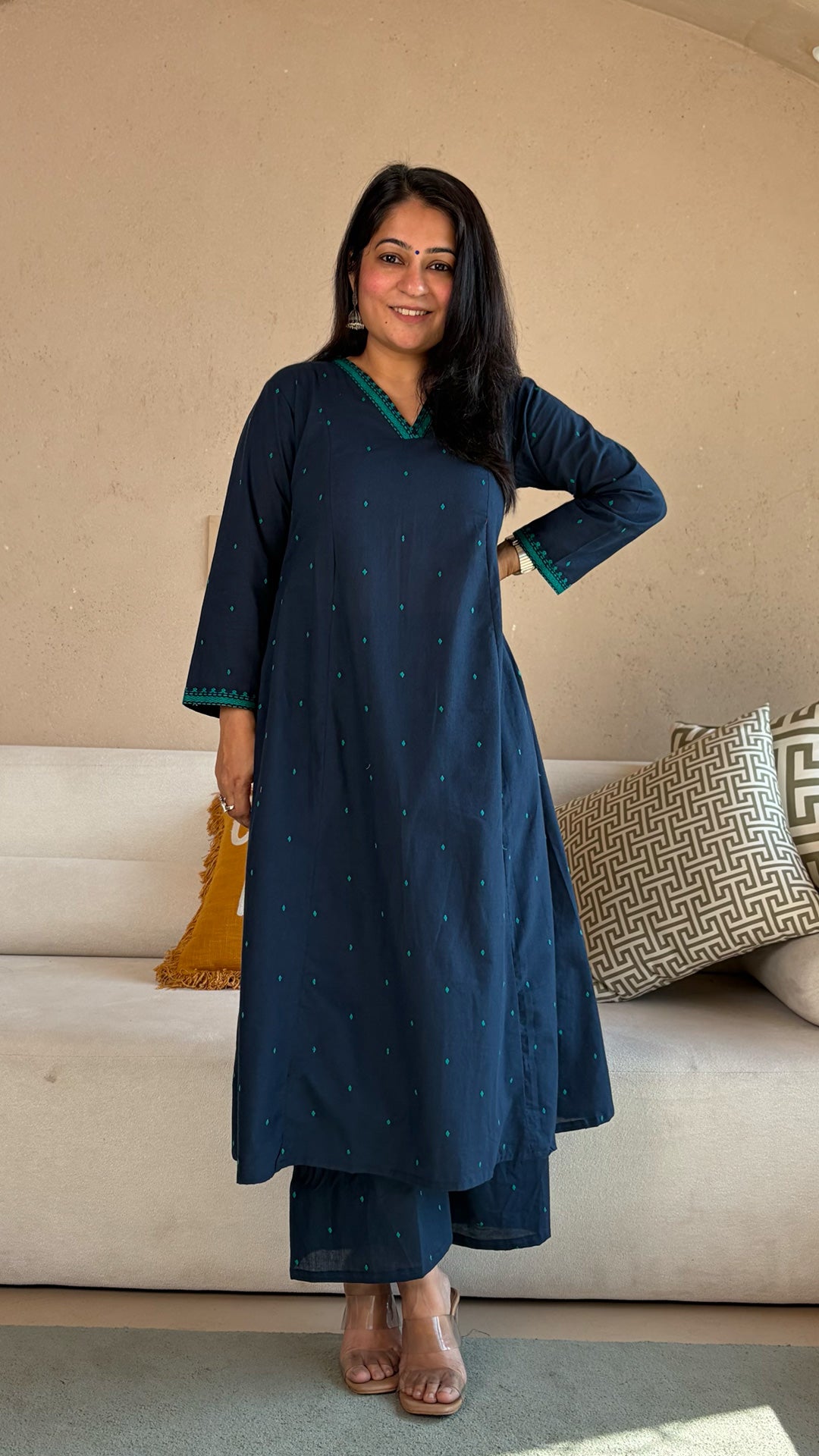 Urmi Blue Hand Woven Cotton Kurta